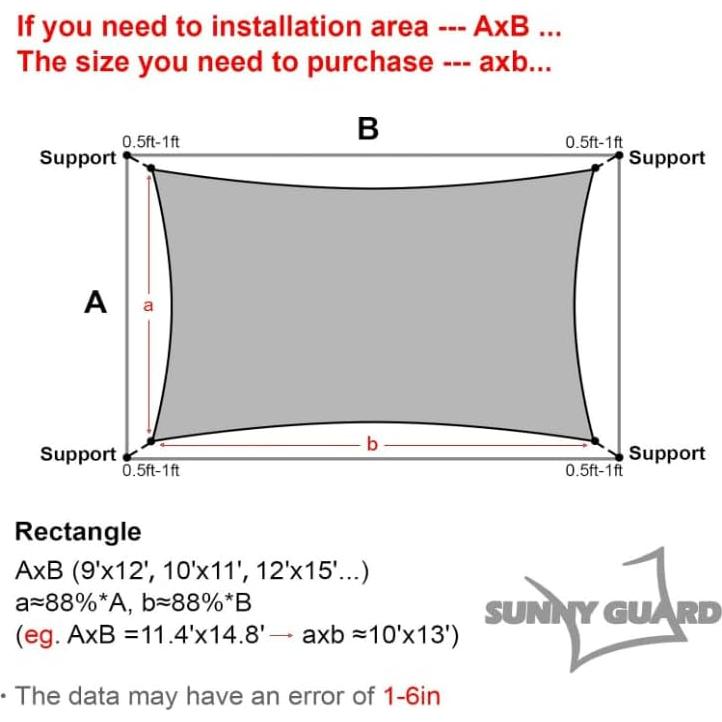 Vela Sombra Rectangular SUNNY GUARD 2.13m x 3.96m Crema Mantequilla