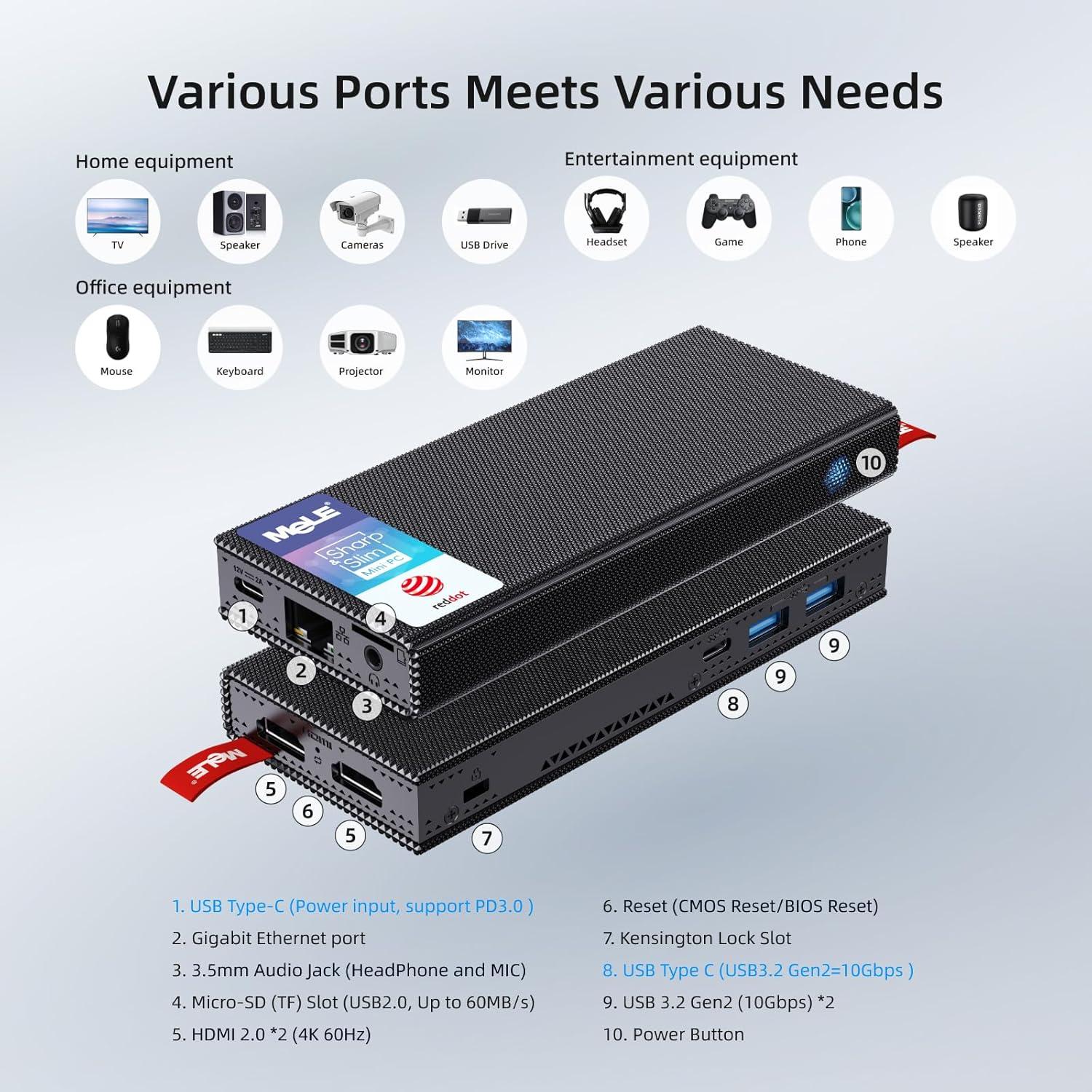 MeLE Mini PC Stick PCG02 Pro N100 8GB 256GB 4K HDMI