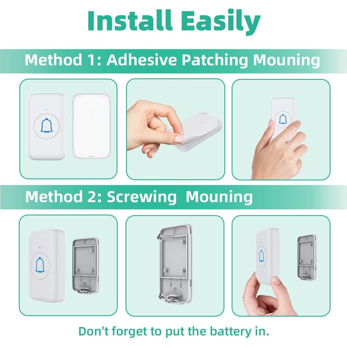 Timbre Inalámbrico LetsWill LDB-C12 1000ft IP66 56 Tonos