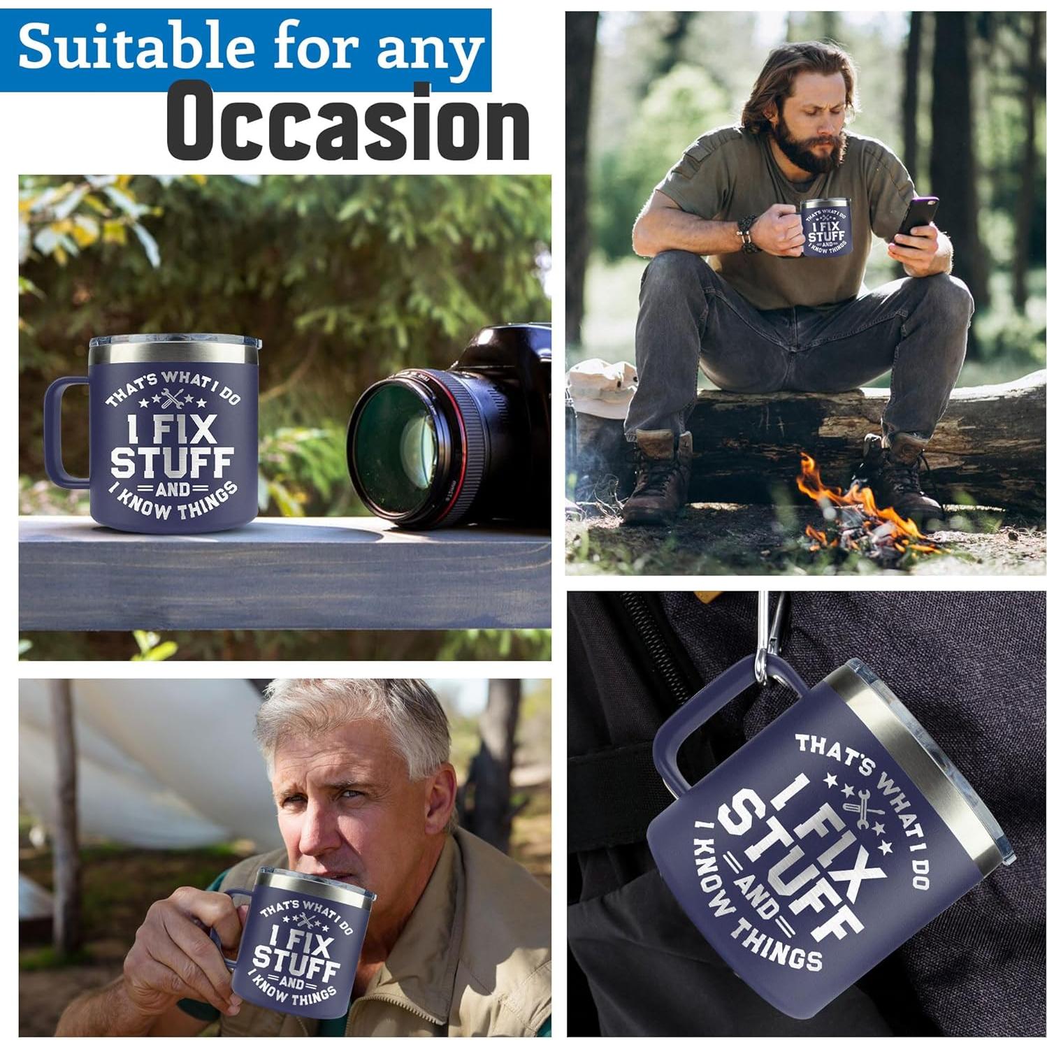 Taza de Acero Inoxidable VIWIS 14Oz para Hombres - Regalos Cumpleaños y Navidad