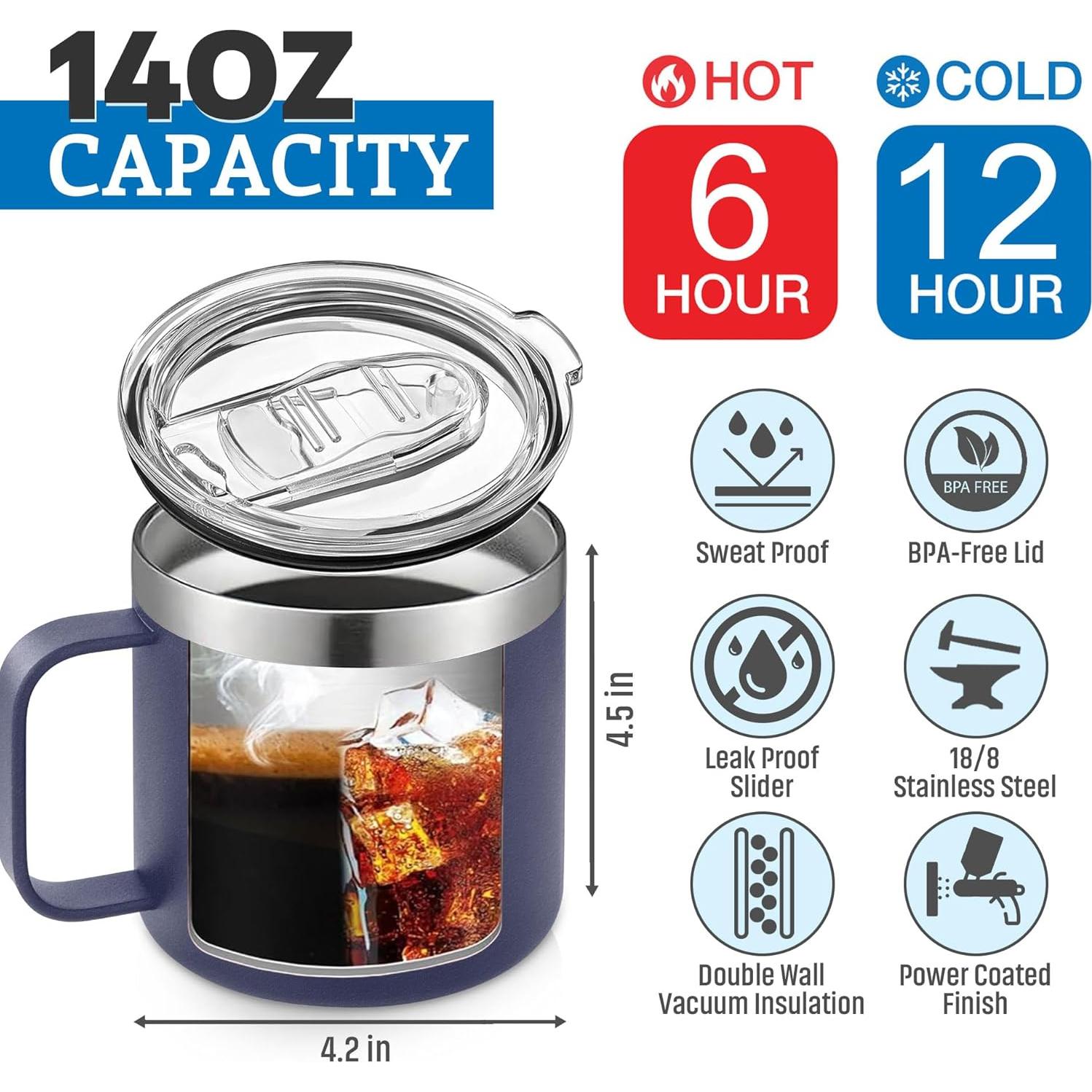 Taza de Acero Inoxidable VIWIS 14Oz para Hombres - Regalos Cumpleaños y Navidad