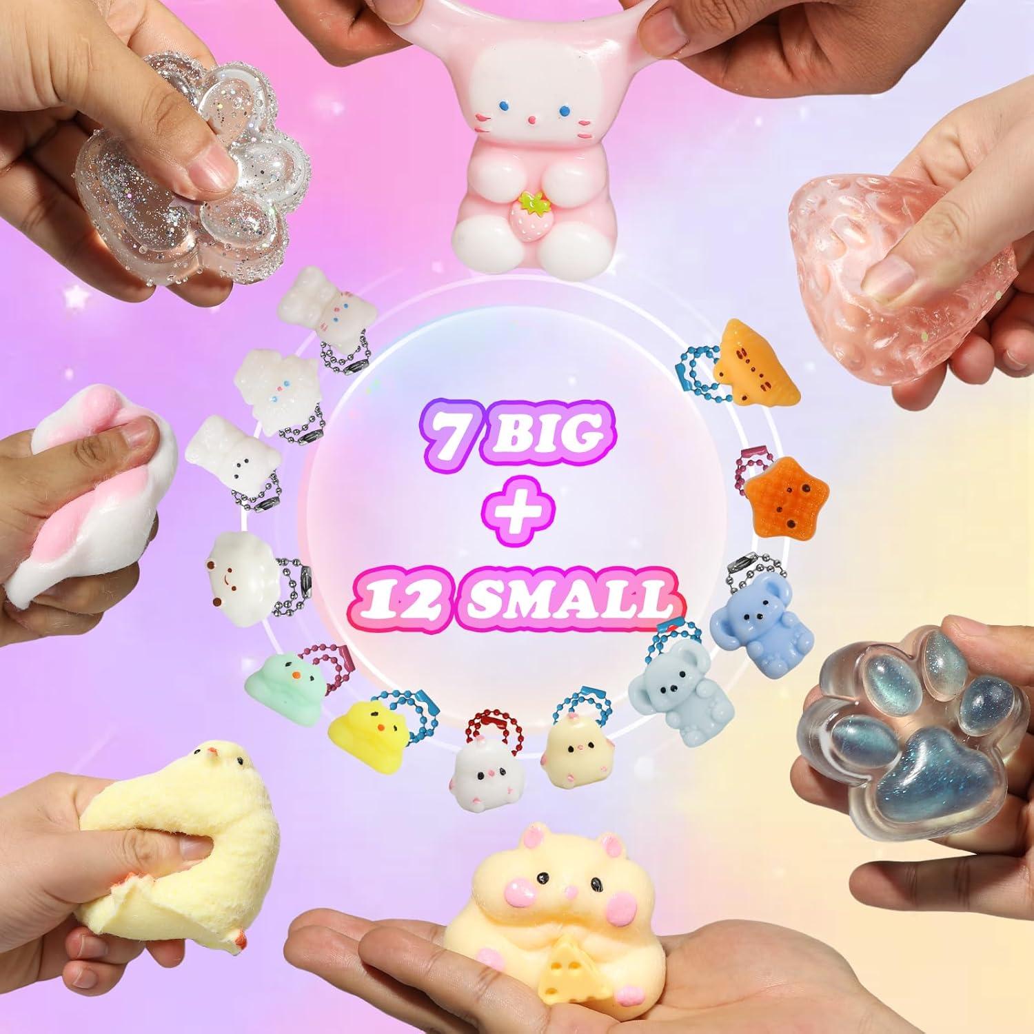 Kit de Juguetes Antiestrés Squishy 19 Piezas - 7 Grandes + 12 Pequeños