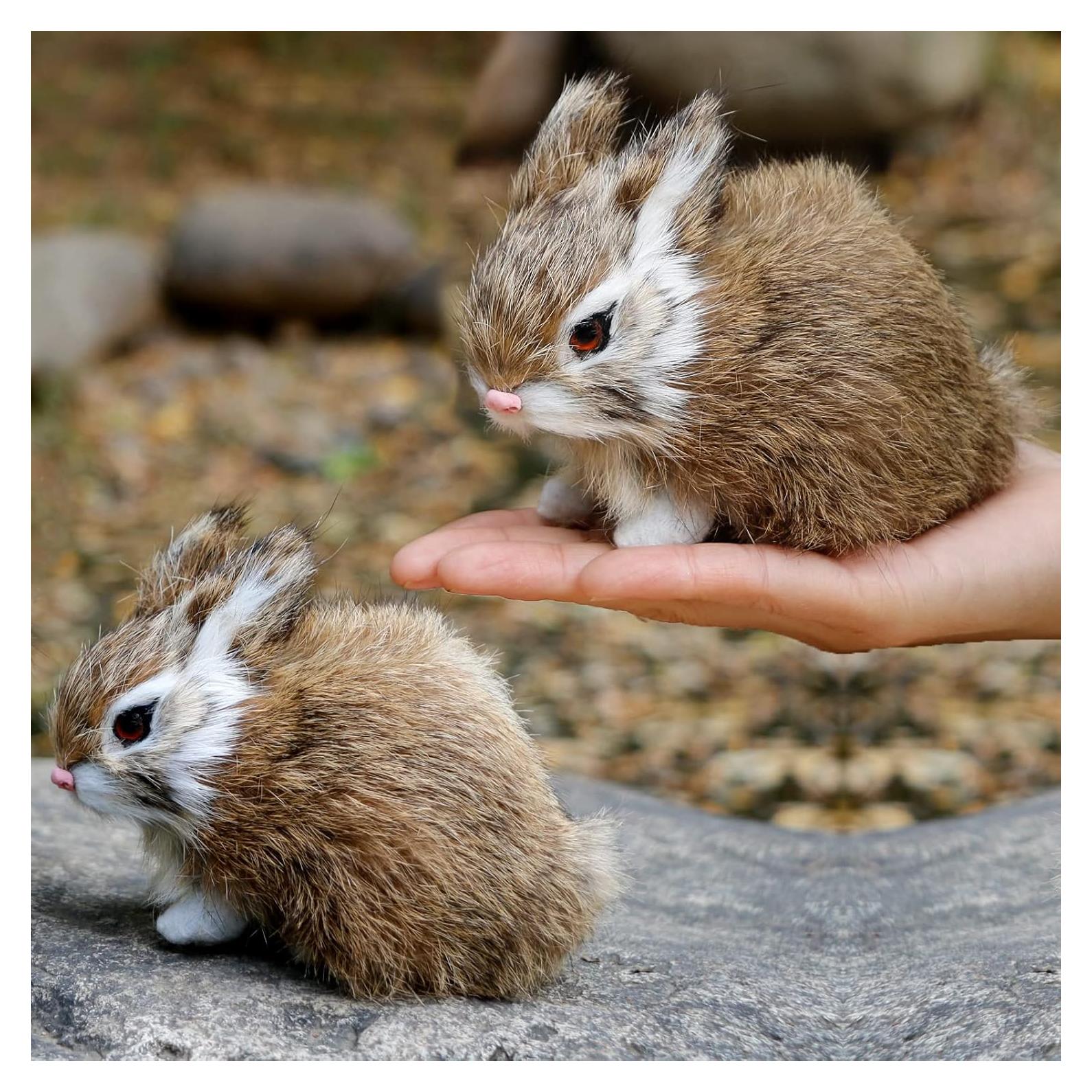 Paquete de 2 Conejos de Pascua Peludos Decorativos 10x14cm