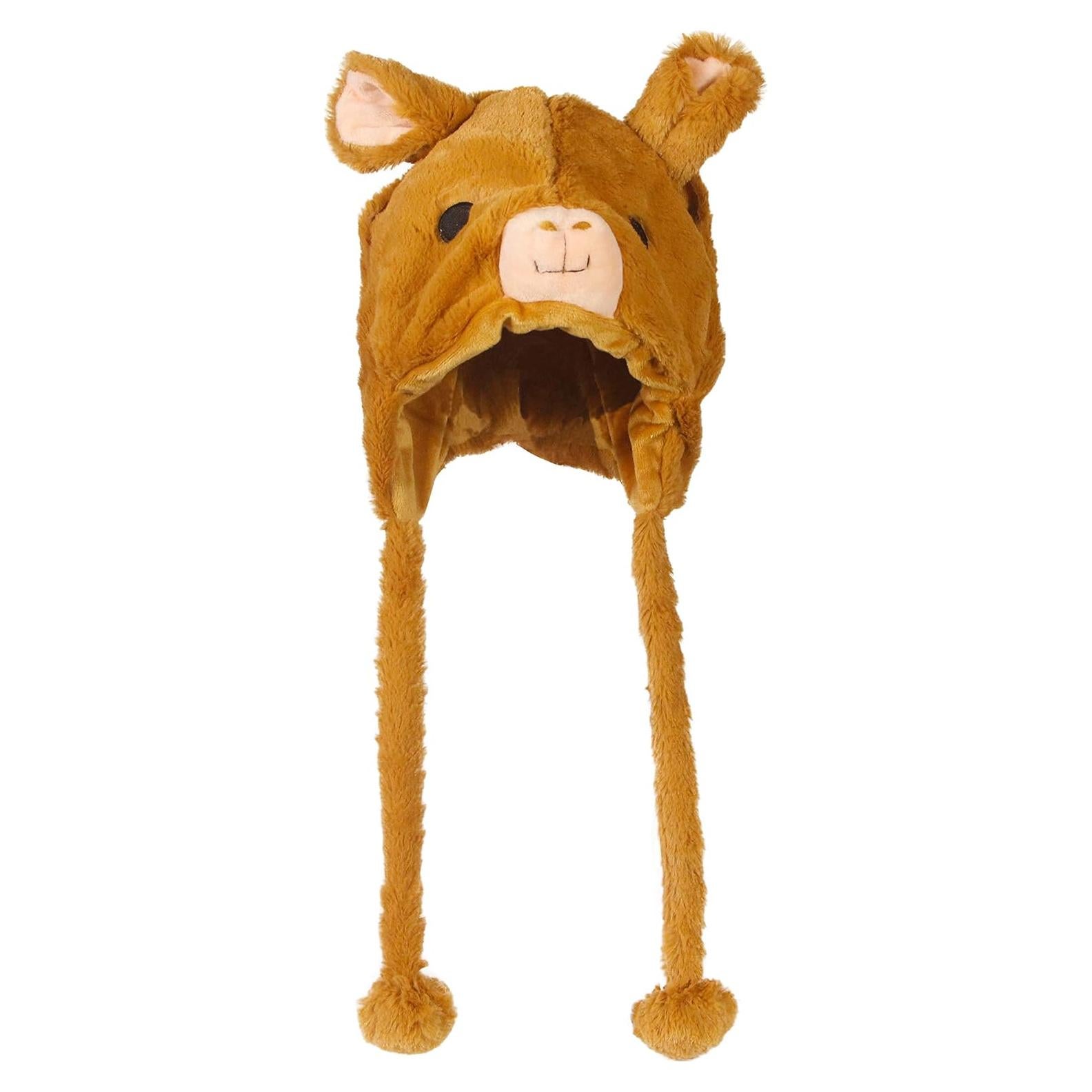 Gorro de Invierno de Peluche Timiot con Cara de Animal y Pompones