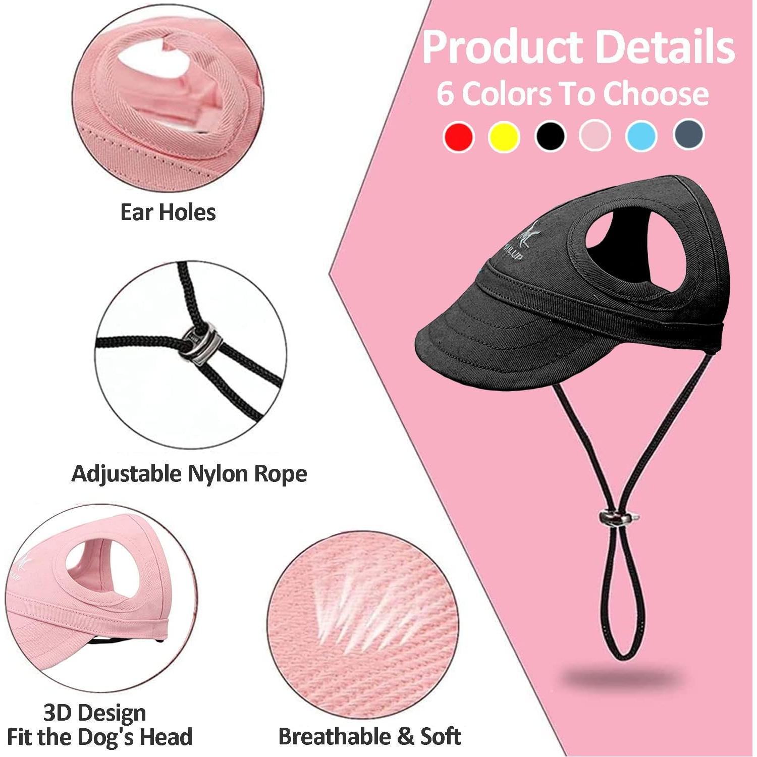 Gorra para Perros HDKUW Ajustable Negra Tamaño S