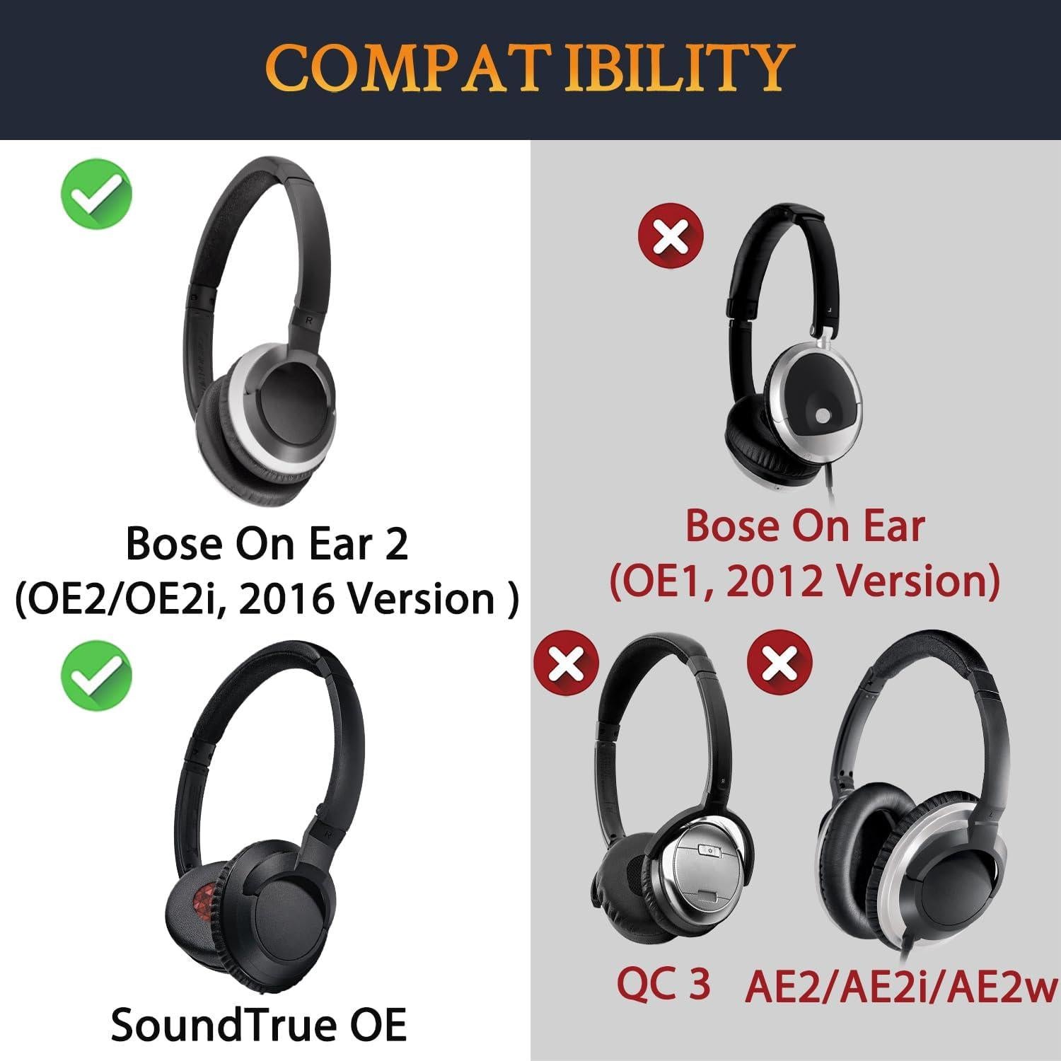 Funda de diadema SOULWIT para auriculares Bose OE2 y SoundTrue OE - Negro