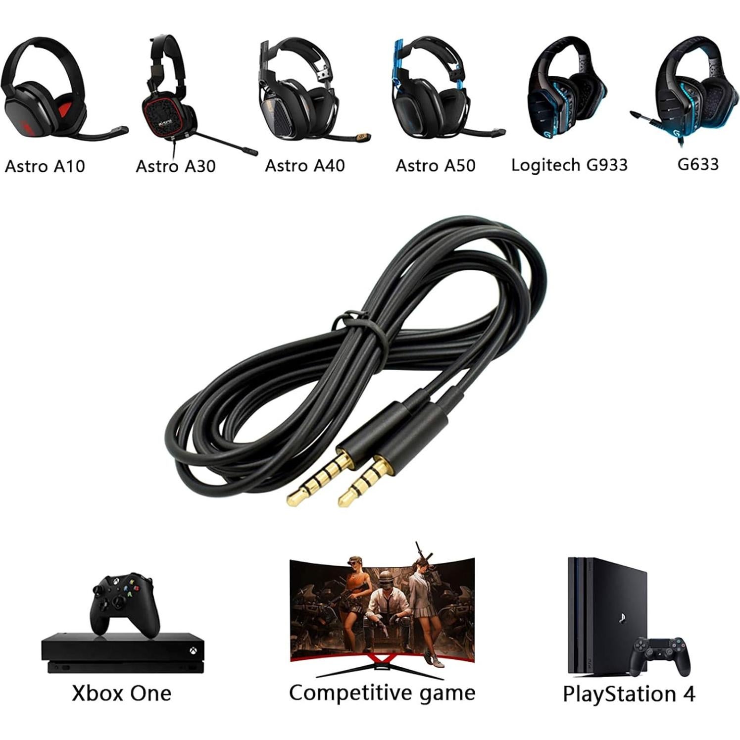 Cable de Audio JAINTA 2m para Auriculares Astro A10 A40 PS4