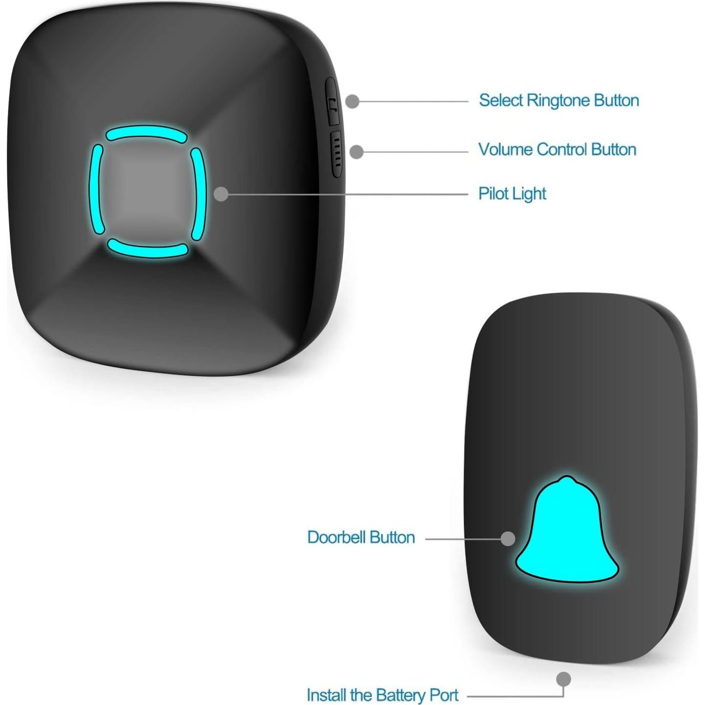Timbre Inalámbrico Lovin Product Negro 36 Tonos 1000 m