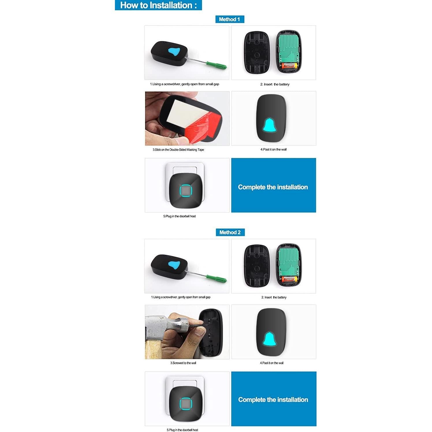 Timbre Inalámbrico Lovin Product Negro 36 Tonos 1000 m