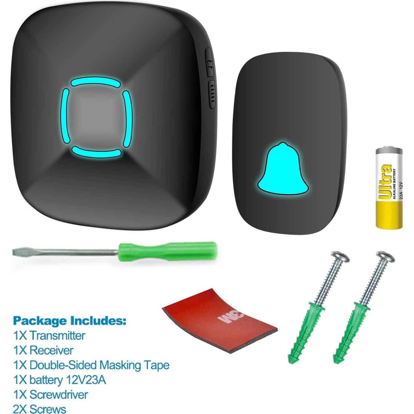 Timbre Inalámbrico Lovin Product Negro 36 Tonos 1000 m