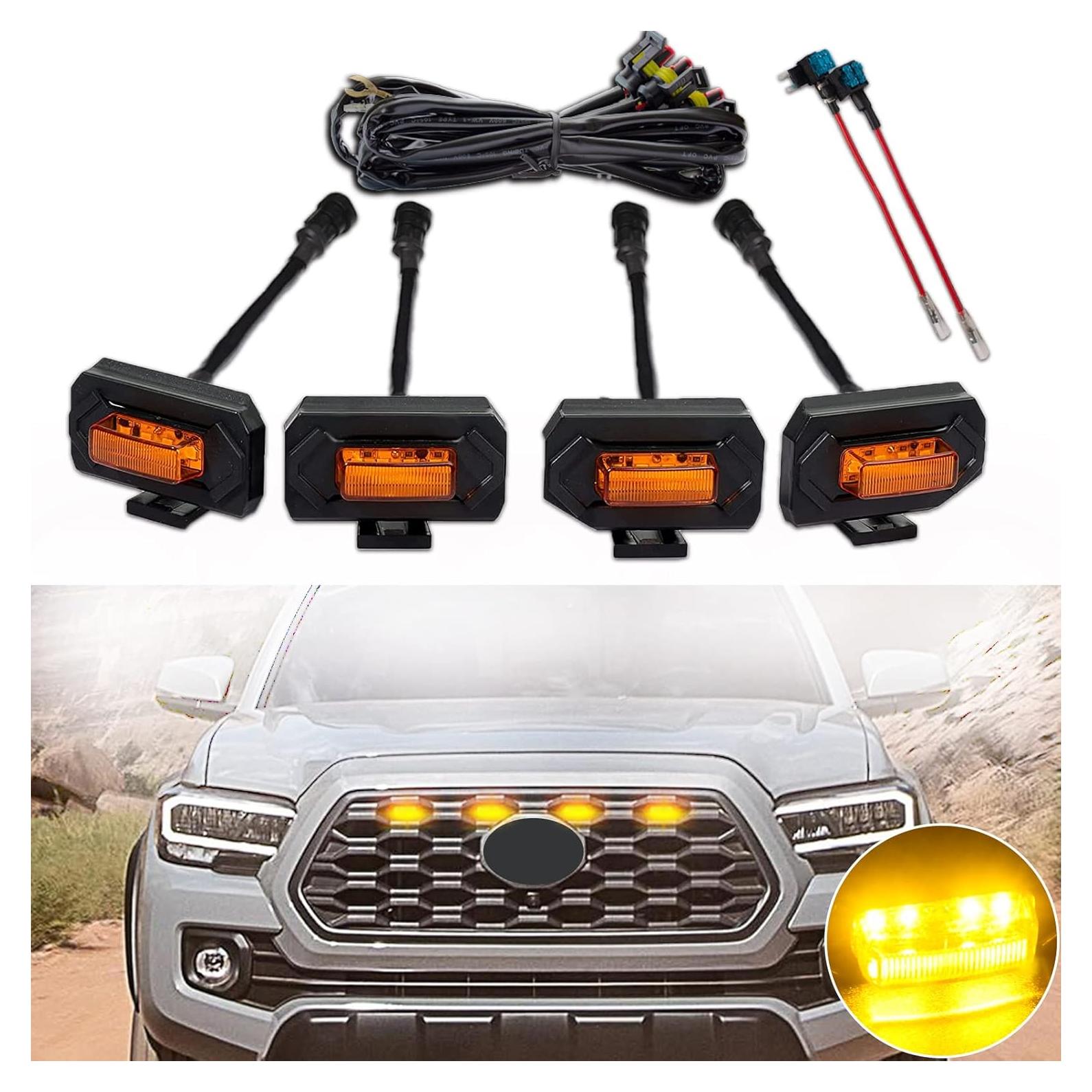 Luces de Parrilla LED MUHEVNEE Ámbar para Toyota Tacoma 2020-2023