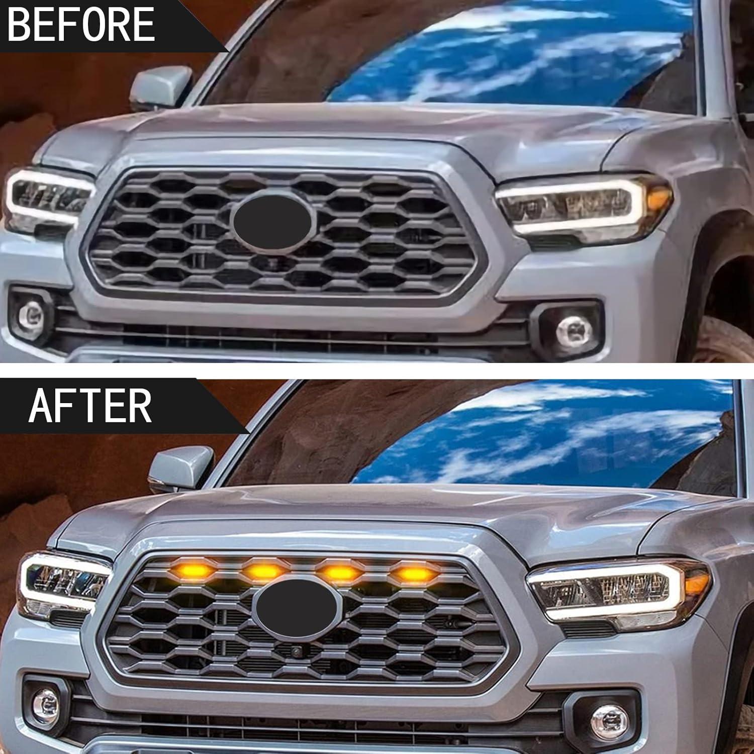 Luces de Parrilla LED MUHEVNEE Ámbar para Toyota Tacoma 2020-2023
