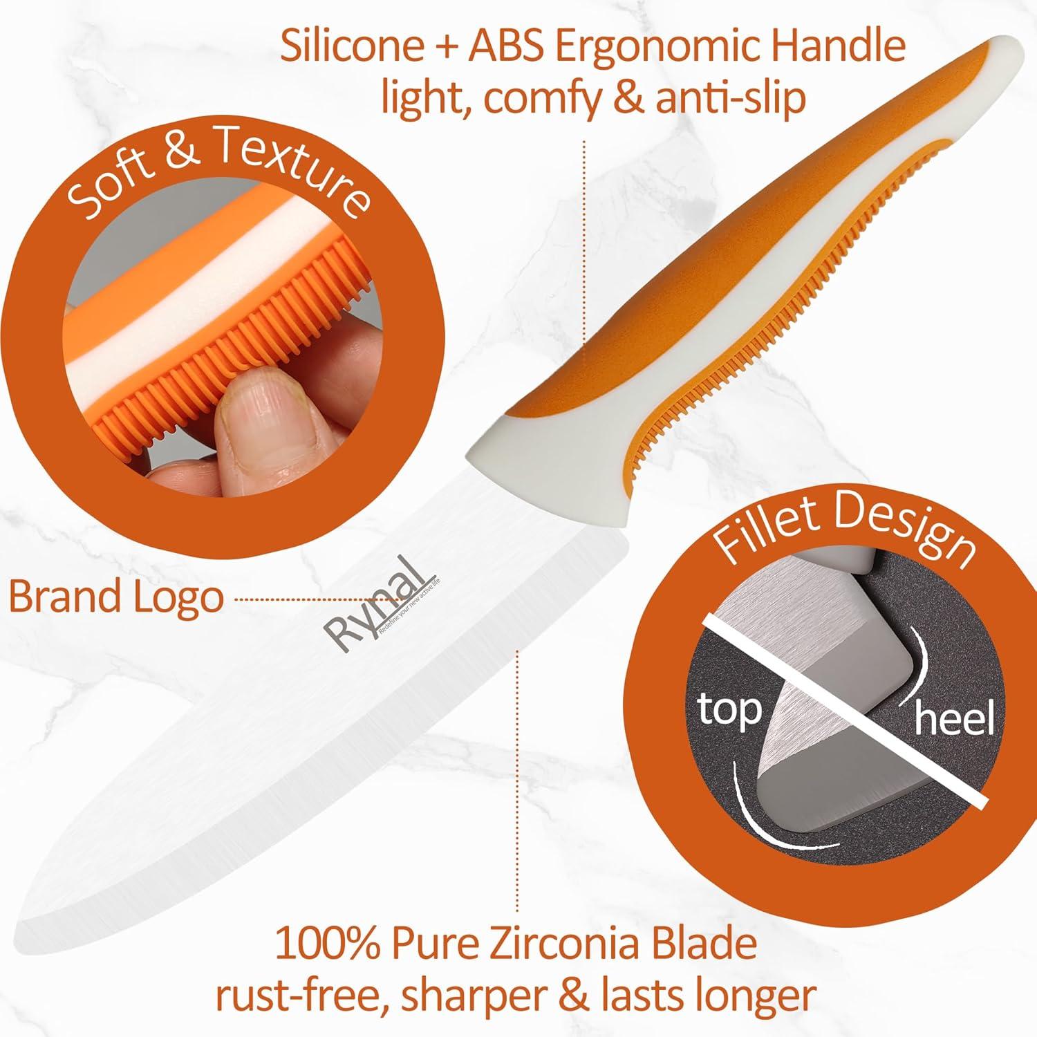 Cuchillo de Cerámica Rynal Santoku 5.5" Juego 3 Piezas