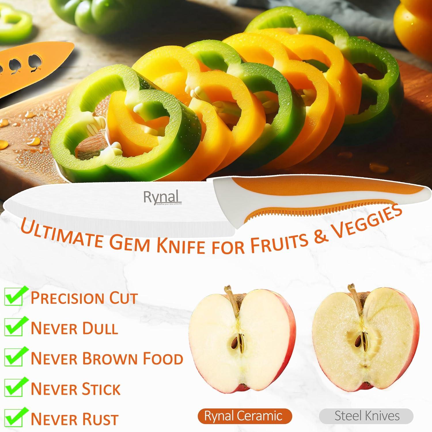 Cuchillo de Cerámica Rynal Santoku 5.5" Juego 3 Piezas