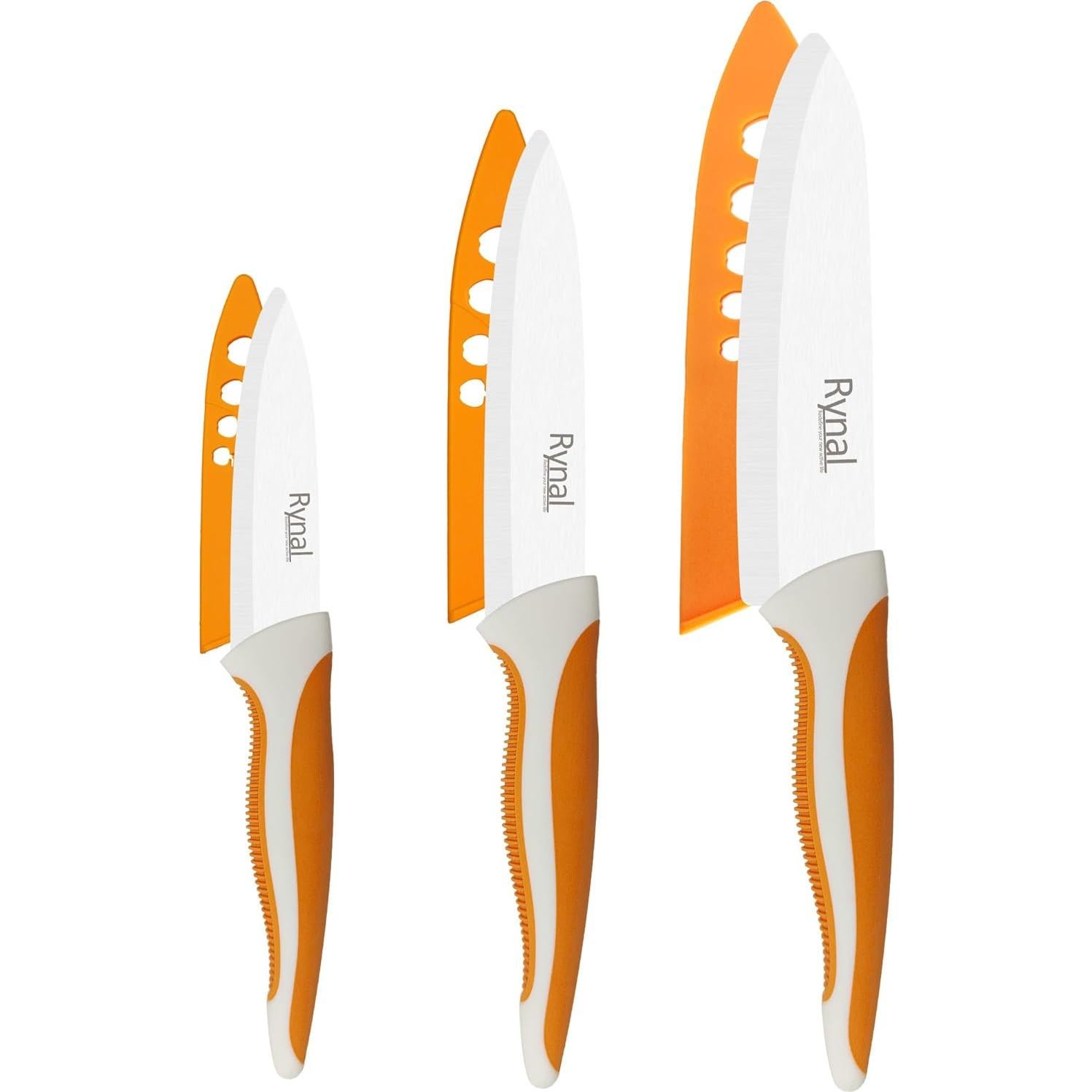 Cuchillo de Cerámica Rynal Santoku 5.5" Juego 3 Piezas