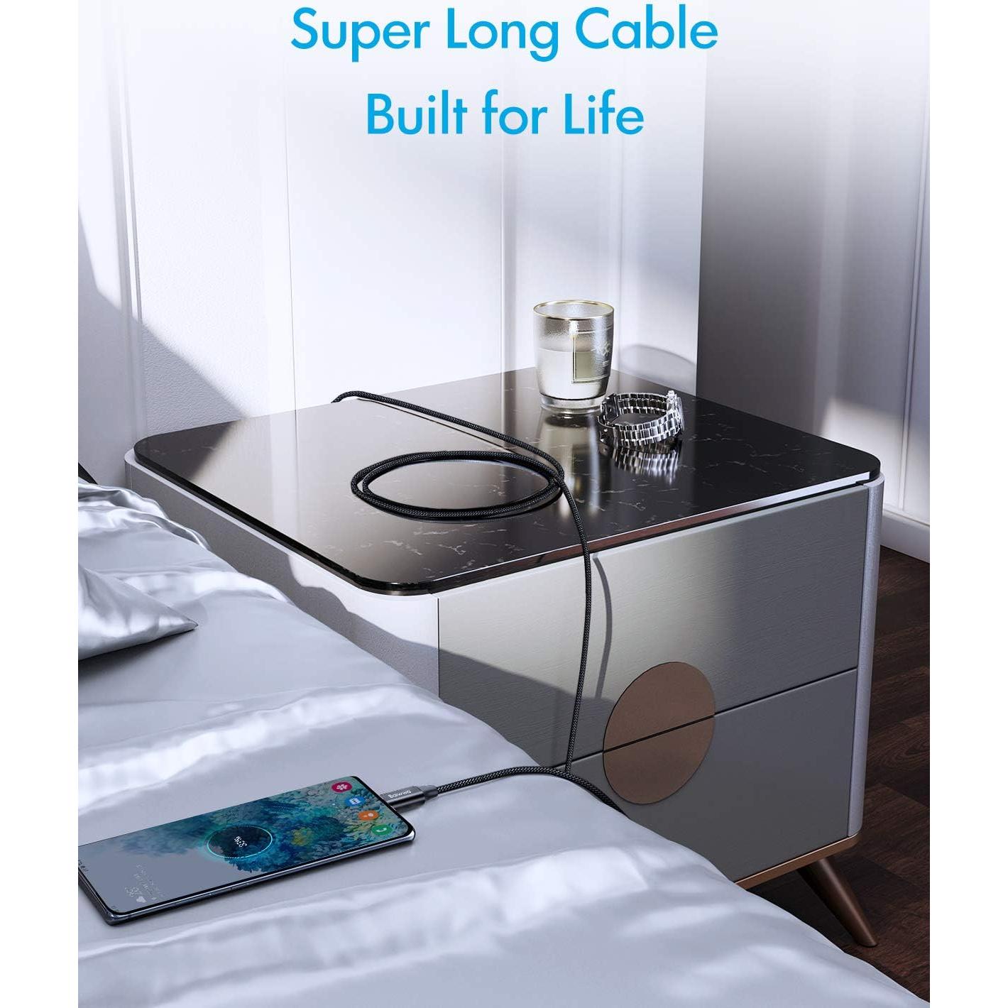 Cable USB C 4m Baiwwa Trenzado Nylon Carga Rápida 2.9A