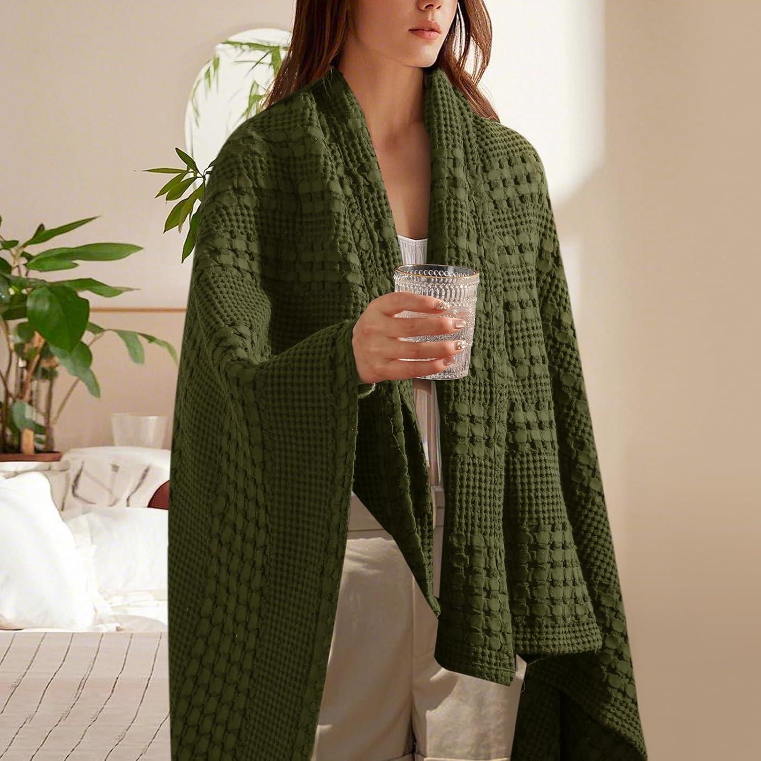 Manta Waffle 100% Algodón PHF 127x152 cm Oliva Capulet