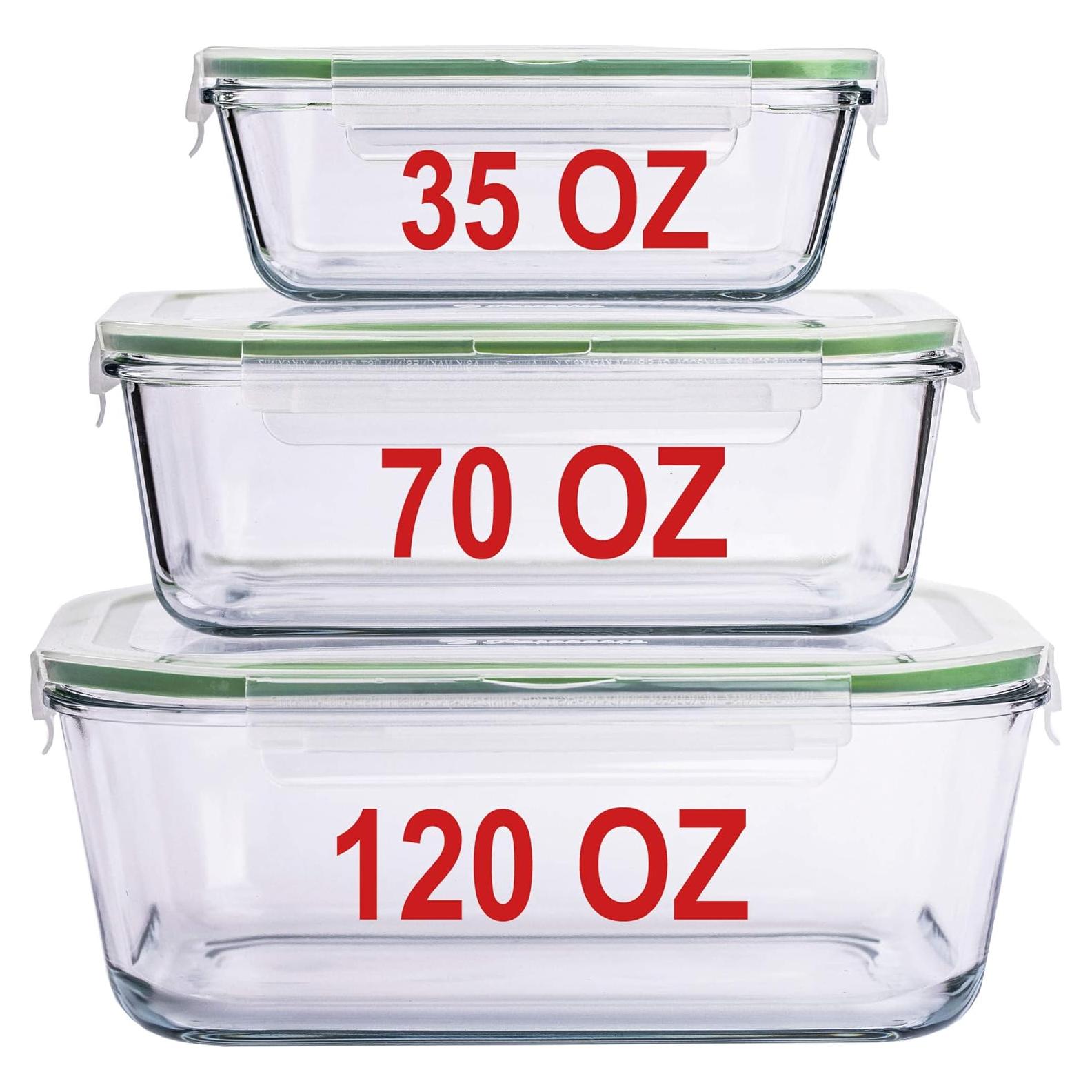 Set de Contenedores de Almacenamiento de Vidrio 3 Piezas 3.54L