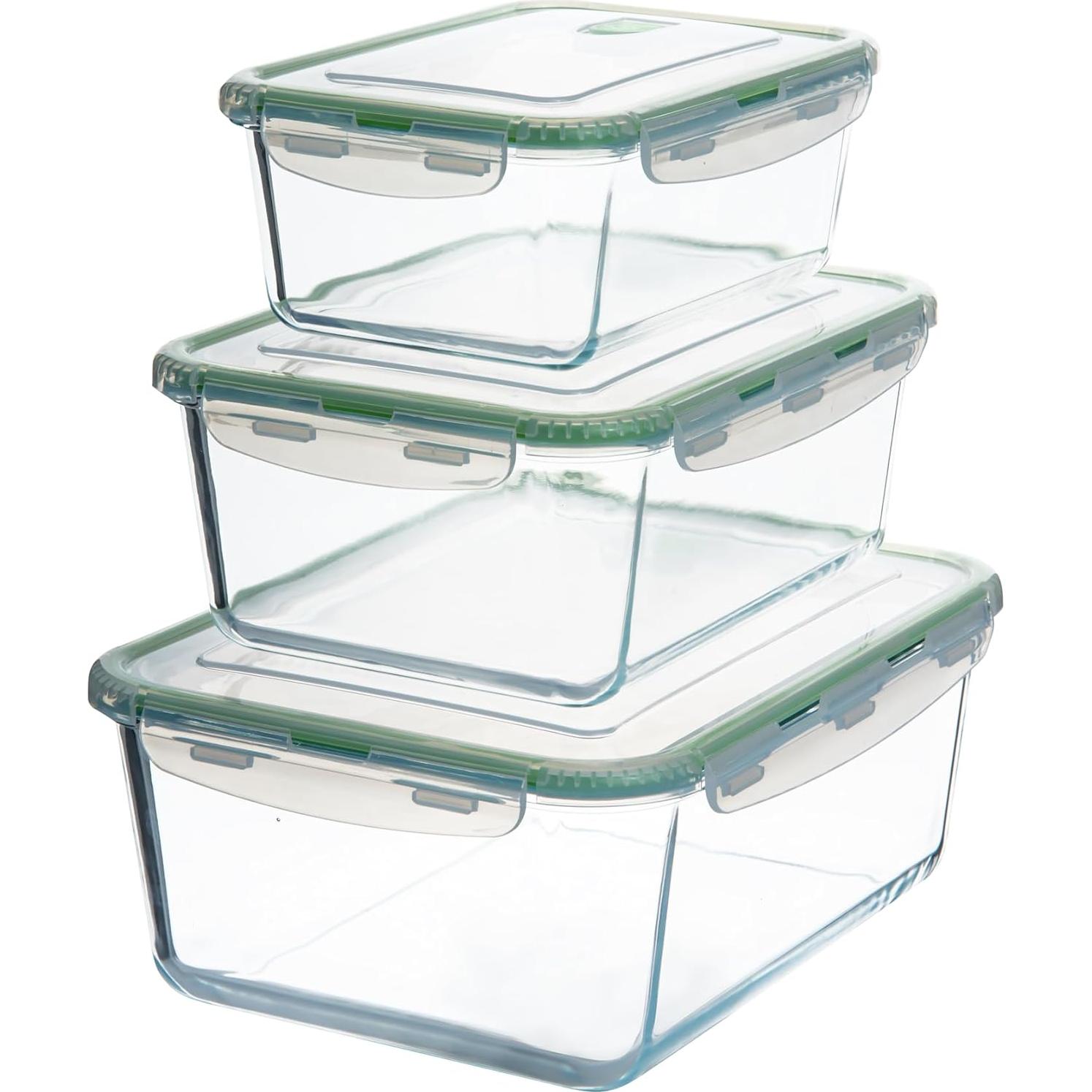 Set de Contenedores de Almacenamiento de Vidrio 3 Piezas 3.54L