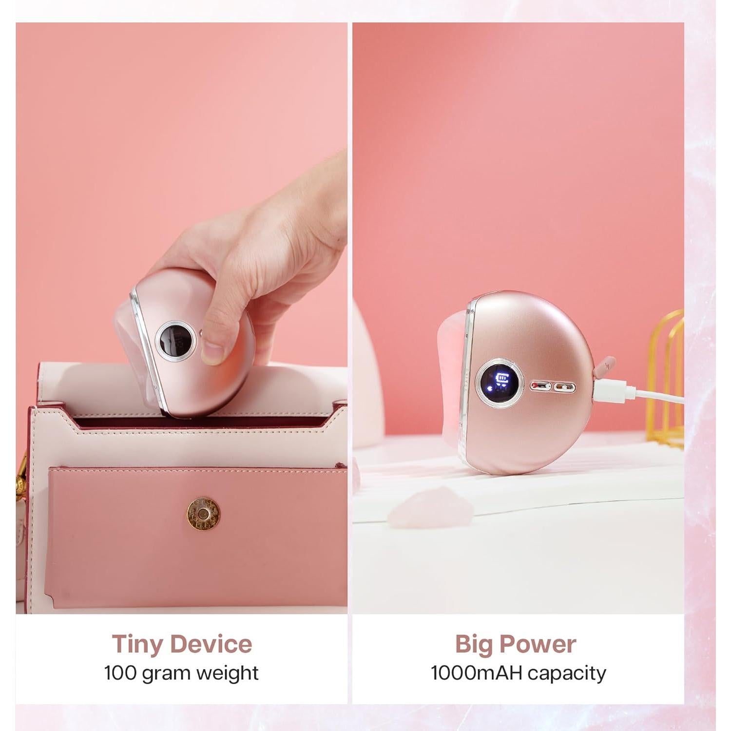 Gua Sha Eléctrico AlpenGlow Cuarzo Rosa con Calor y Vibración