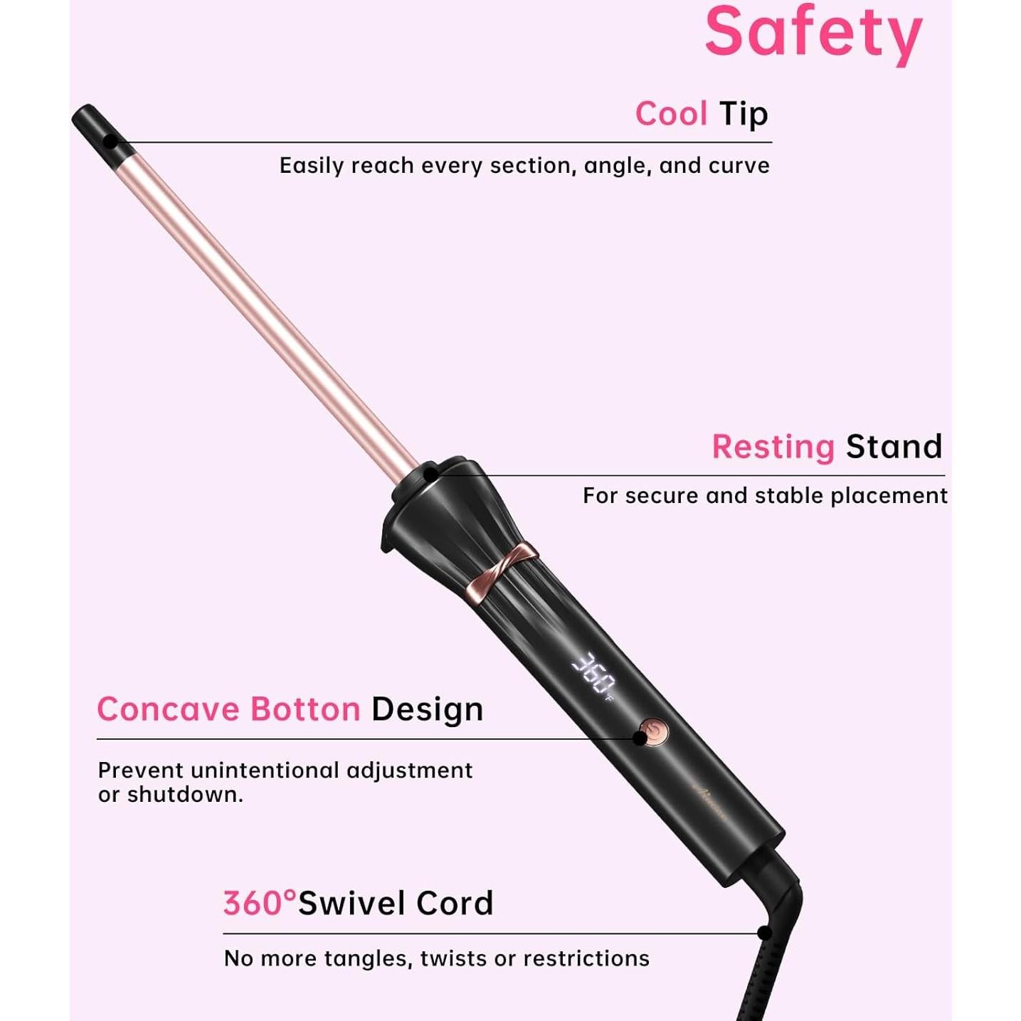 Rizador de Cabello AIMSEE Mini 9 Temperaturas 9mm Oro Rosa