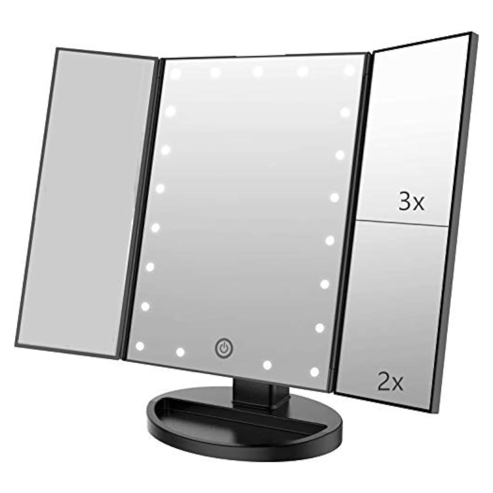 Espejo de Maquillaje Infitrans Trifold con Luces LED 1X 2X 3X