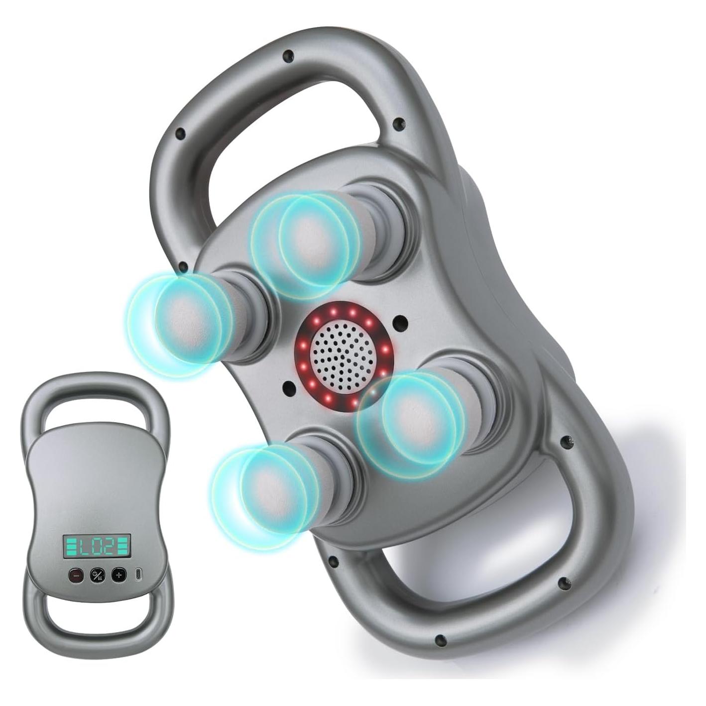 Pistola de Masaje Eléctrica SUPBAND HY-ST2024 4 Cabezas Gris