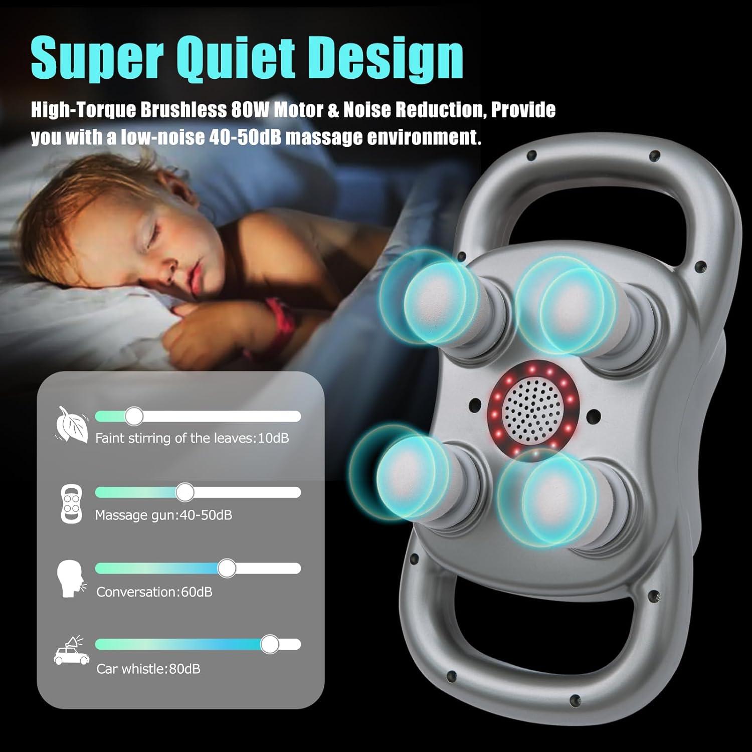 Pistola de Masaje Eléctrica SUPBAND HY-ST2024 4 Cabezas Gris