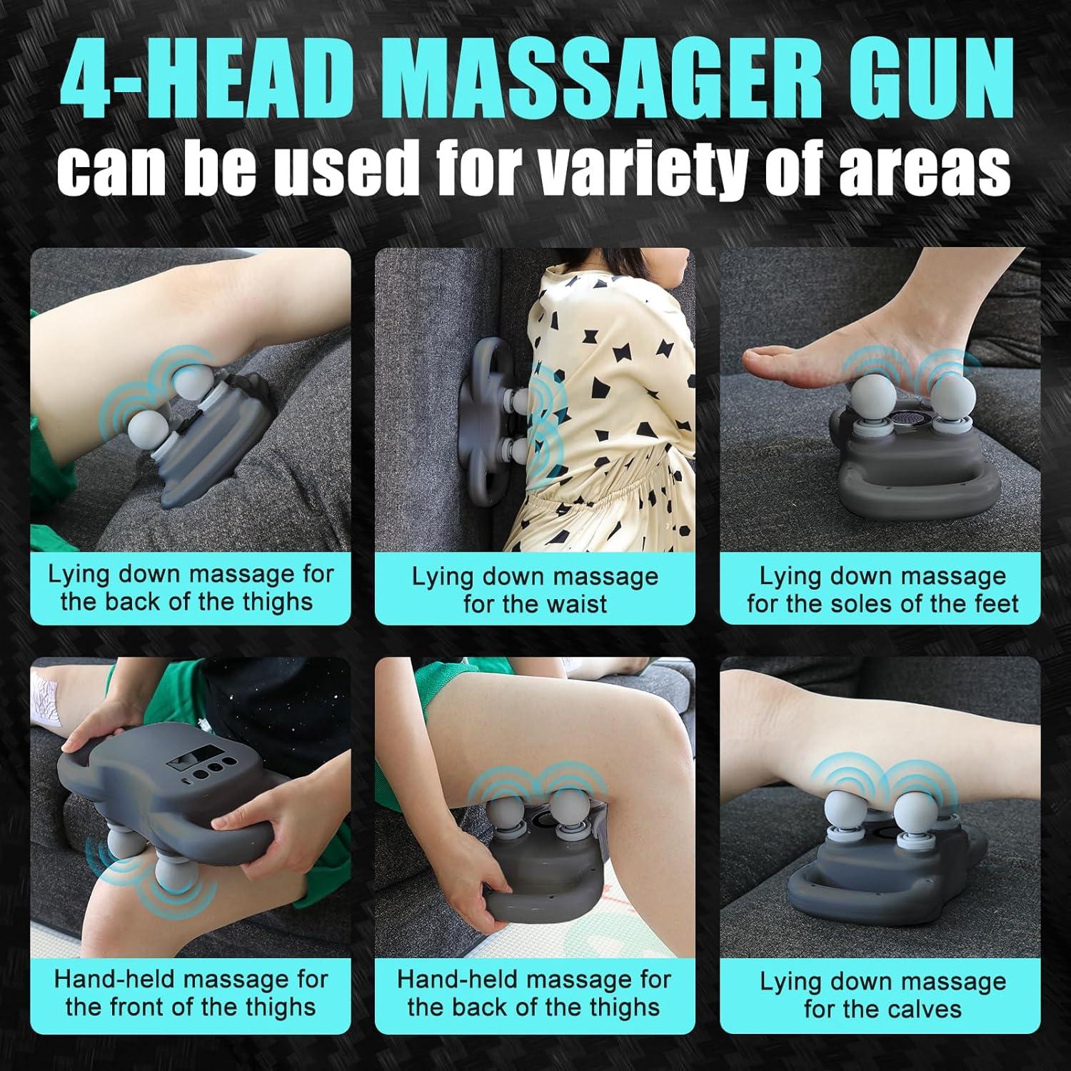 Pistola de Masaje Eléctrica SUPBAND HY-ST2024 4 Cabezas Gris