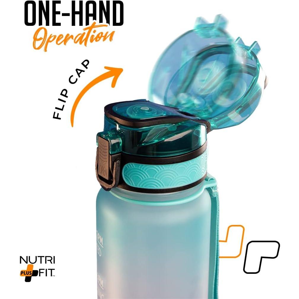 Botella de Agua Motivacional Nutrifit 0.95L a Prueba de Fugas