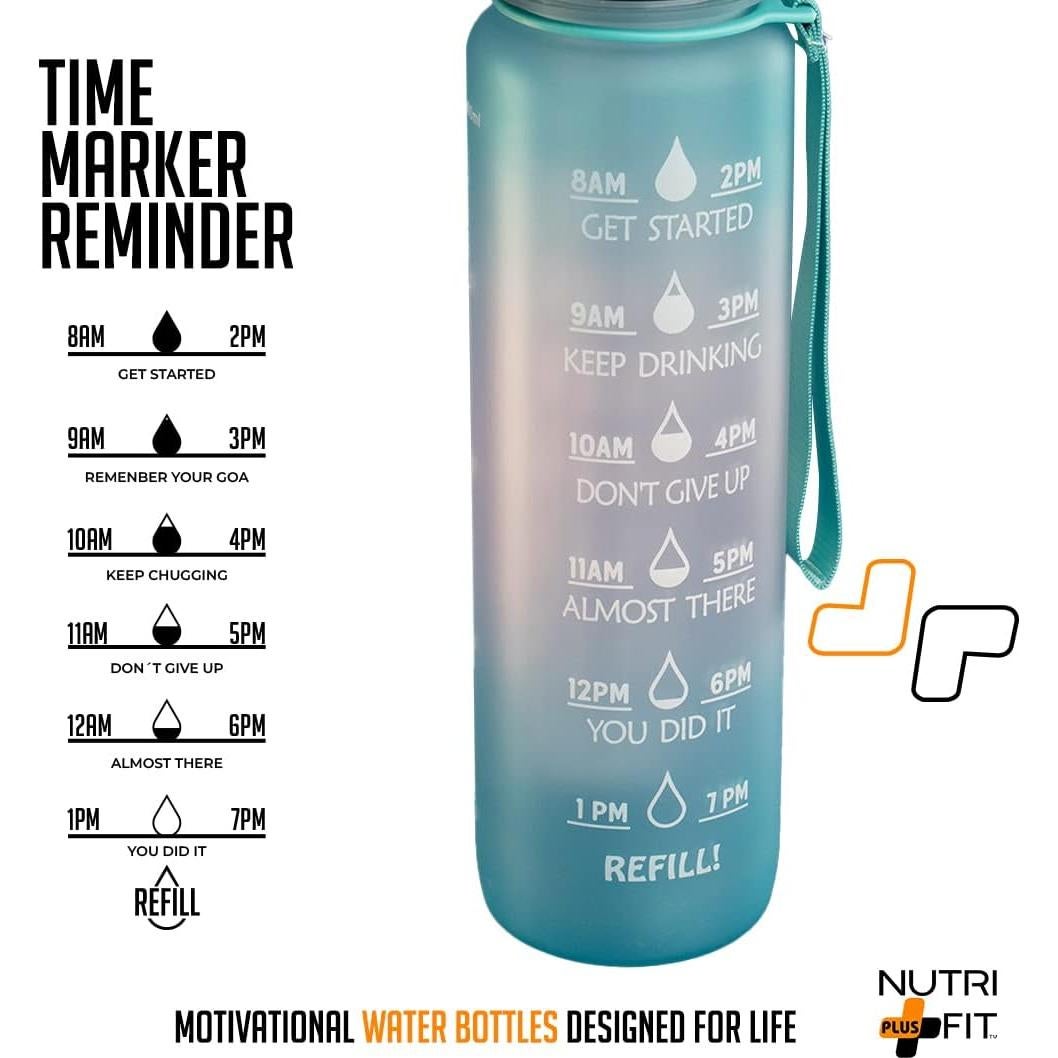 Botella de Agua Motivacional Nutrifit 0.95L a Prueba de Fugas