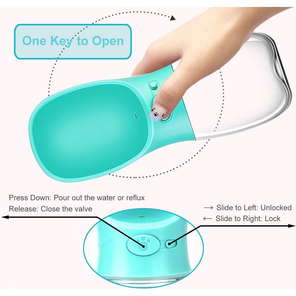 Botella de Agua Portátil para Perros VehiGo 350 ml Verde