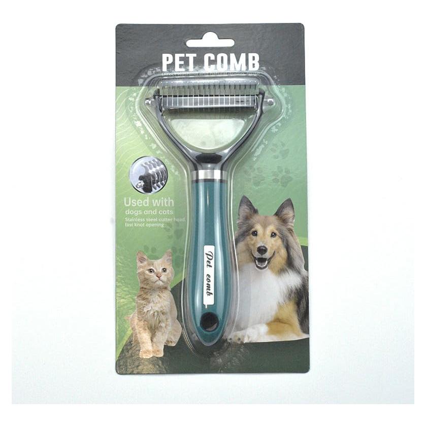 Cepillo Deshedding 2 en 1 KUDCUOM para Perros y Gatos Verde