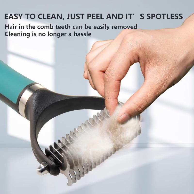 Cepillo Deshedding 2 en 1 KUDCUOM para Perros y Gatos Verde