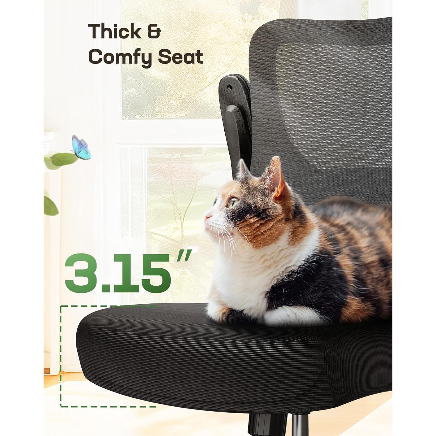 Silla de Dibujo Marsail Alta con Soporte Lumbar Ajustable Negra