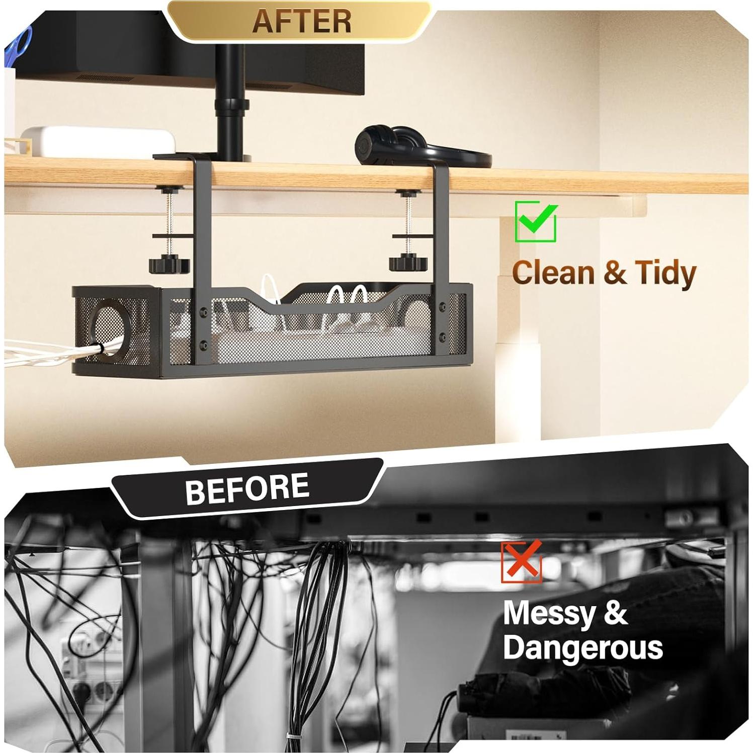 Caja de Gestión de Cables Cinati 40.64 cm Negro para Escritorio