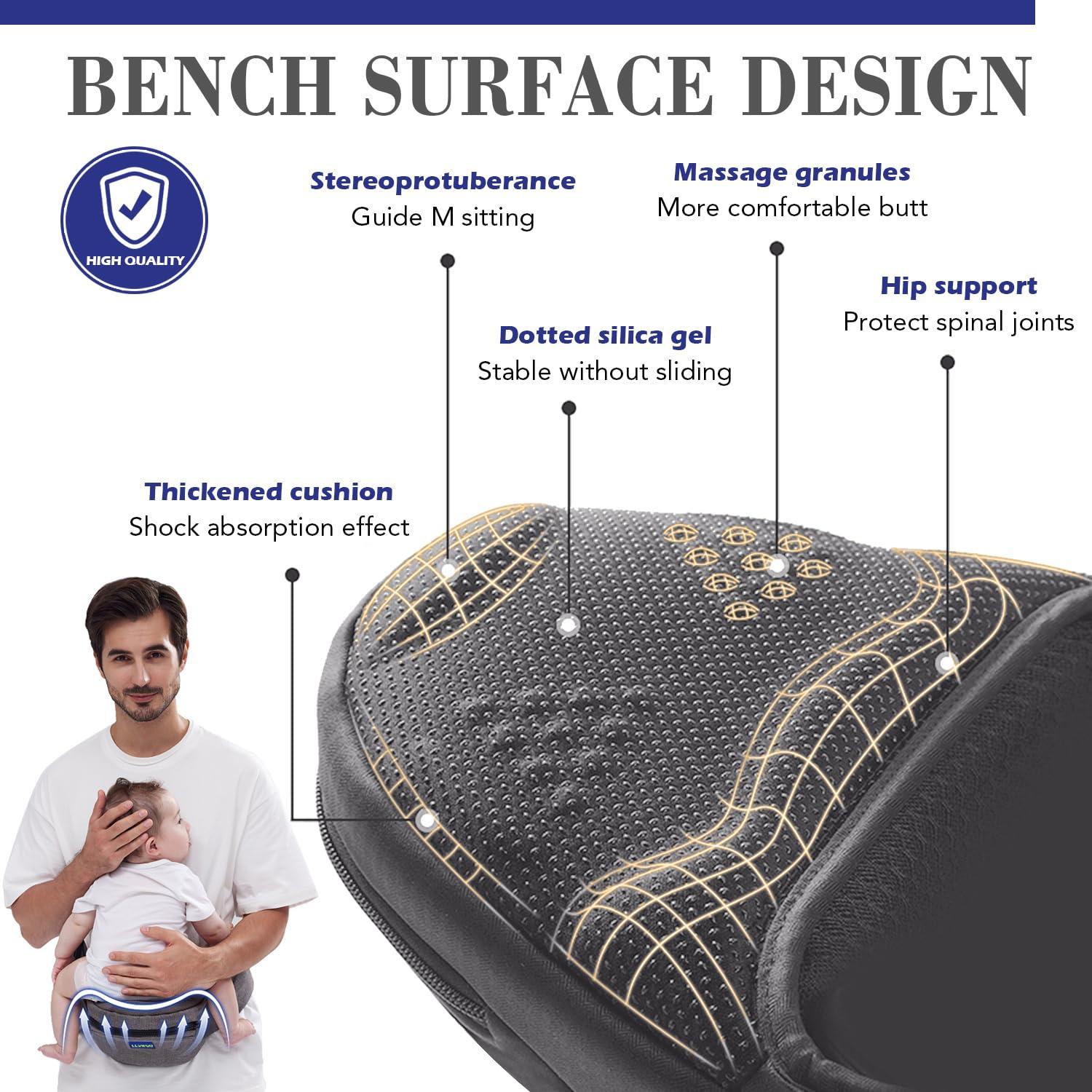 Portabebés Ergonómico de Cadera Gris - Ajustable y con Bolsillos