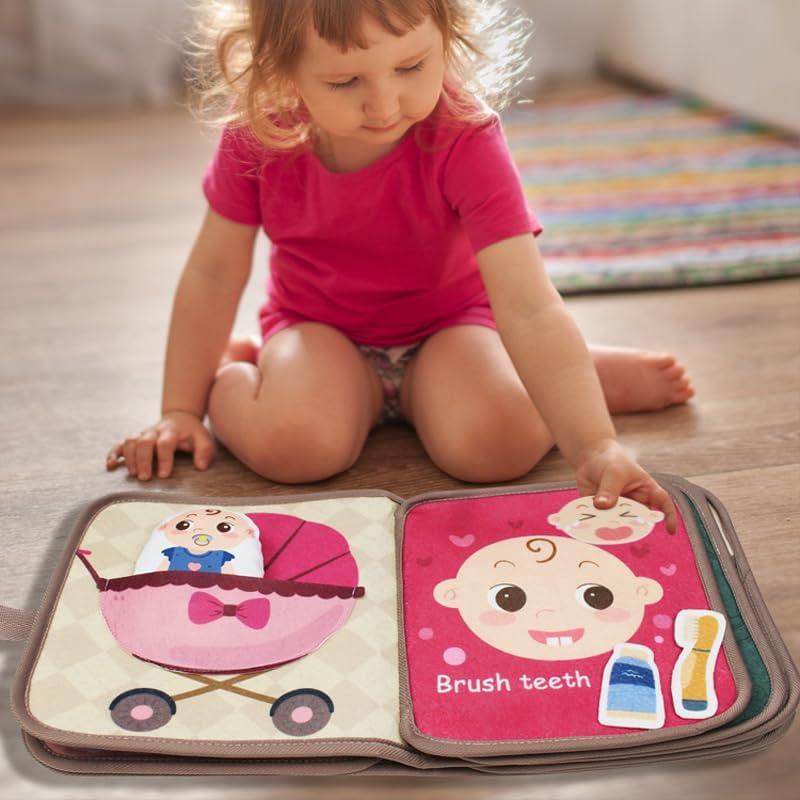 Soft Cloth Books for Baby Boys & Girls - Activity & Quiet Books for Toddlers & Infants - Sensory Busy Books with Clock & Expression