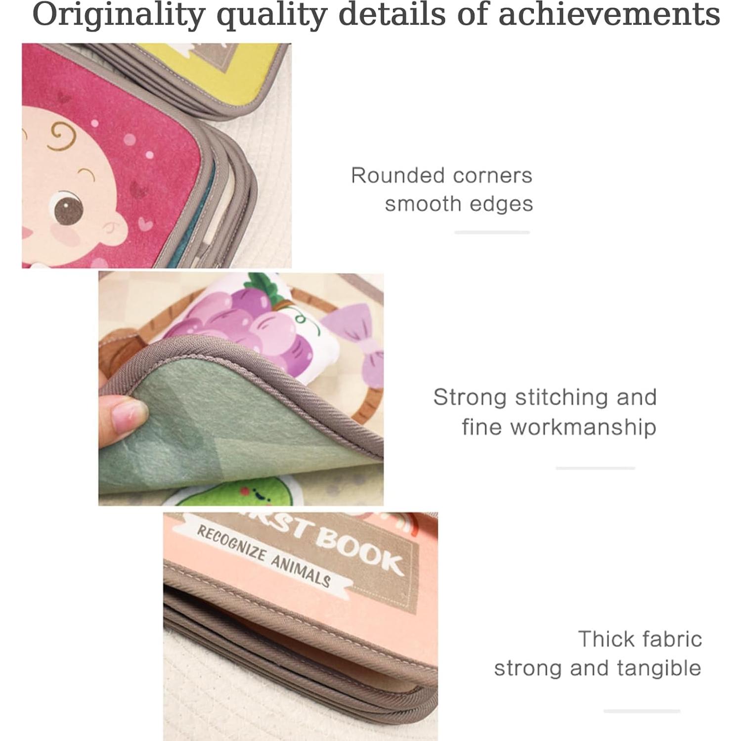 Soft Cloth Books for Baby Boys & Girls - Activity & Quiet Books for Toddlers & Infants - Sensory Busy Books with Clock & Expression