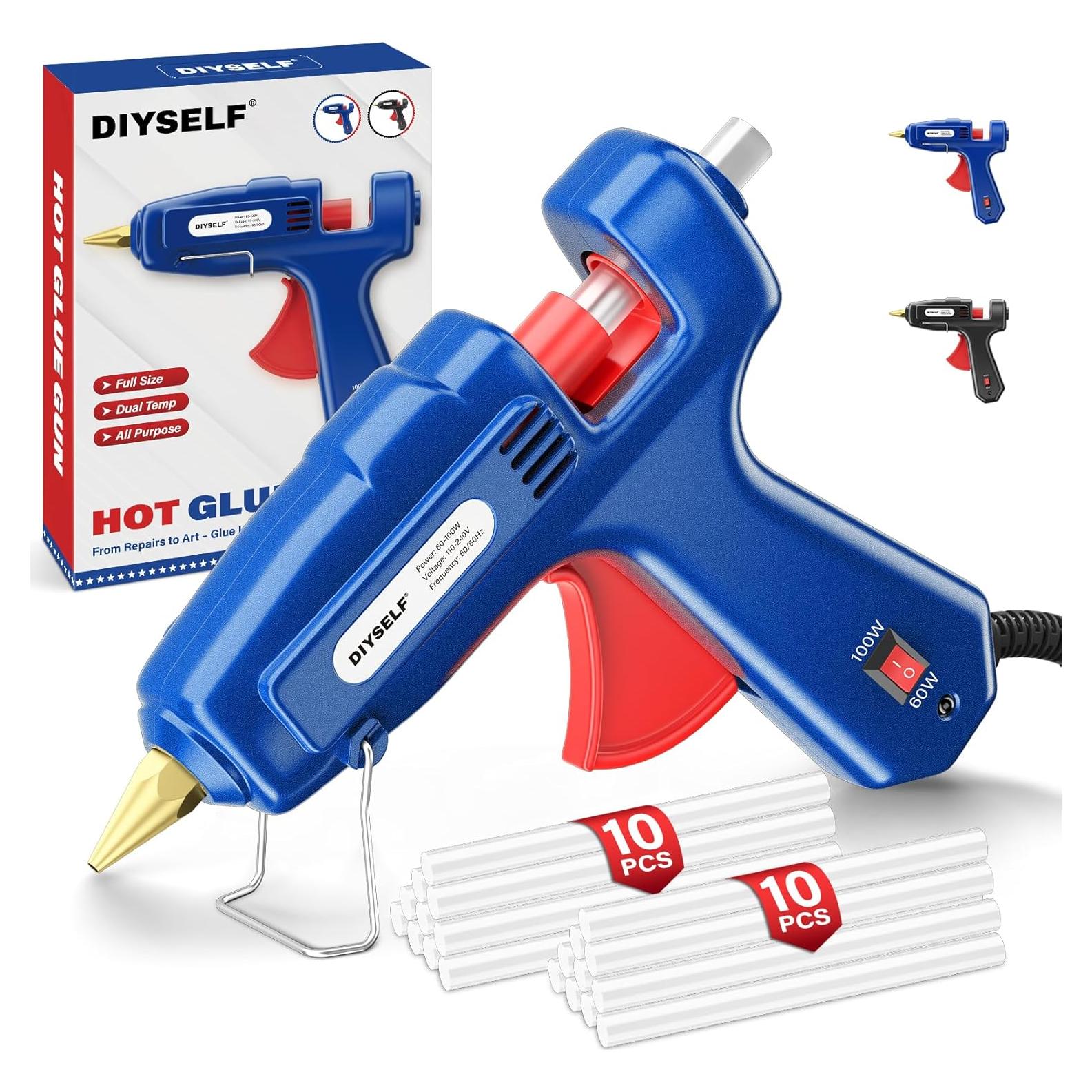 Pistola de Pegamento Caliente DIYSELF 60/100W Azul con 20 Palitos