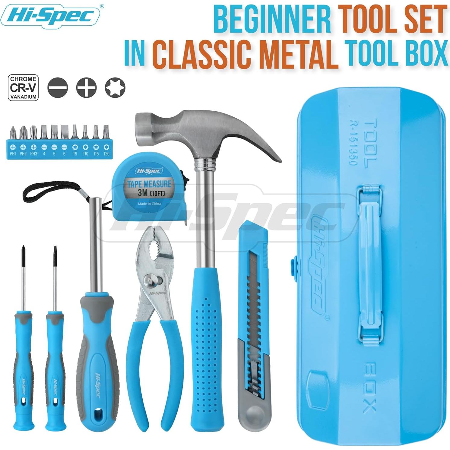 Juego de Herramientas Hi-Spec 17 Piezas para Niños en Caja de Metal