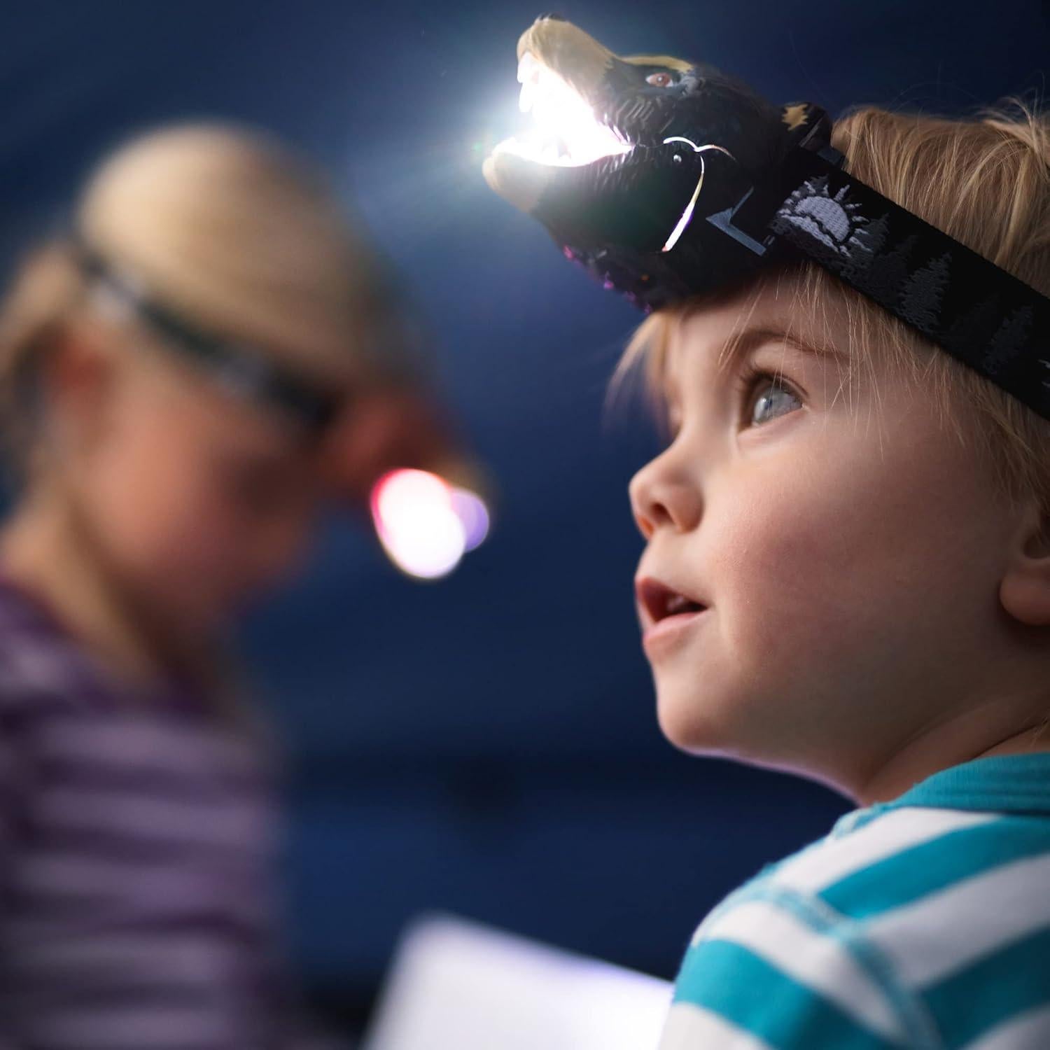 Linterna Frontal LED Oso Grizzly - Luz y Sonido para Niños