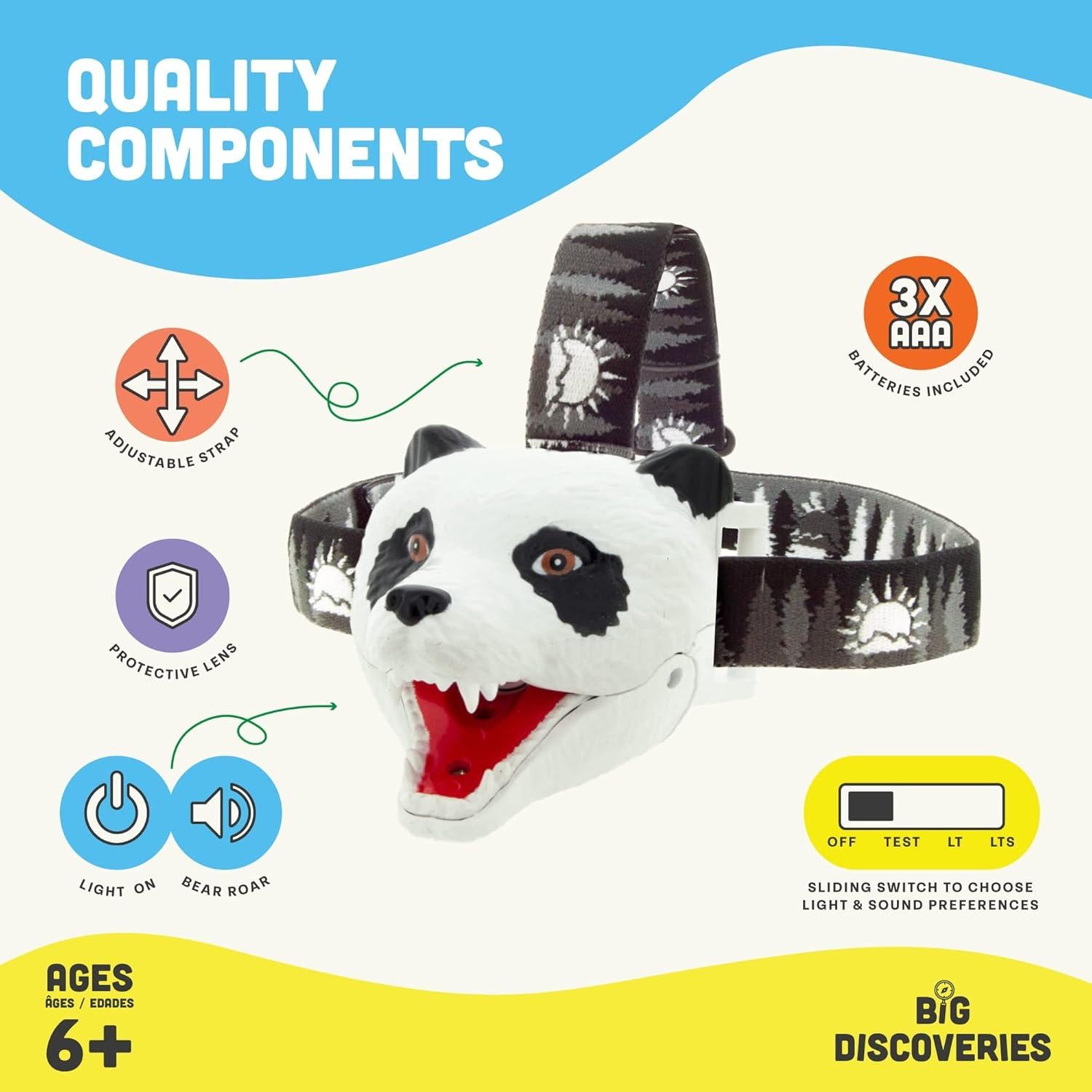 Linterna Frontal LED Oso Grizzly - Luz y Sonido para Niños