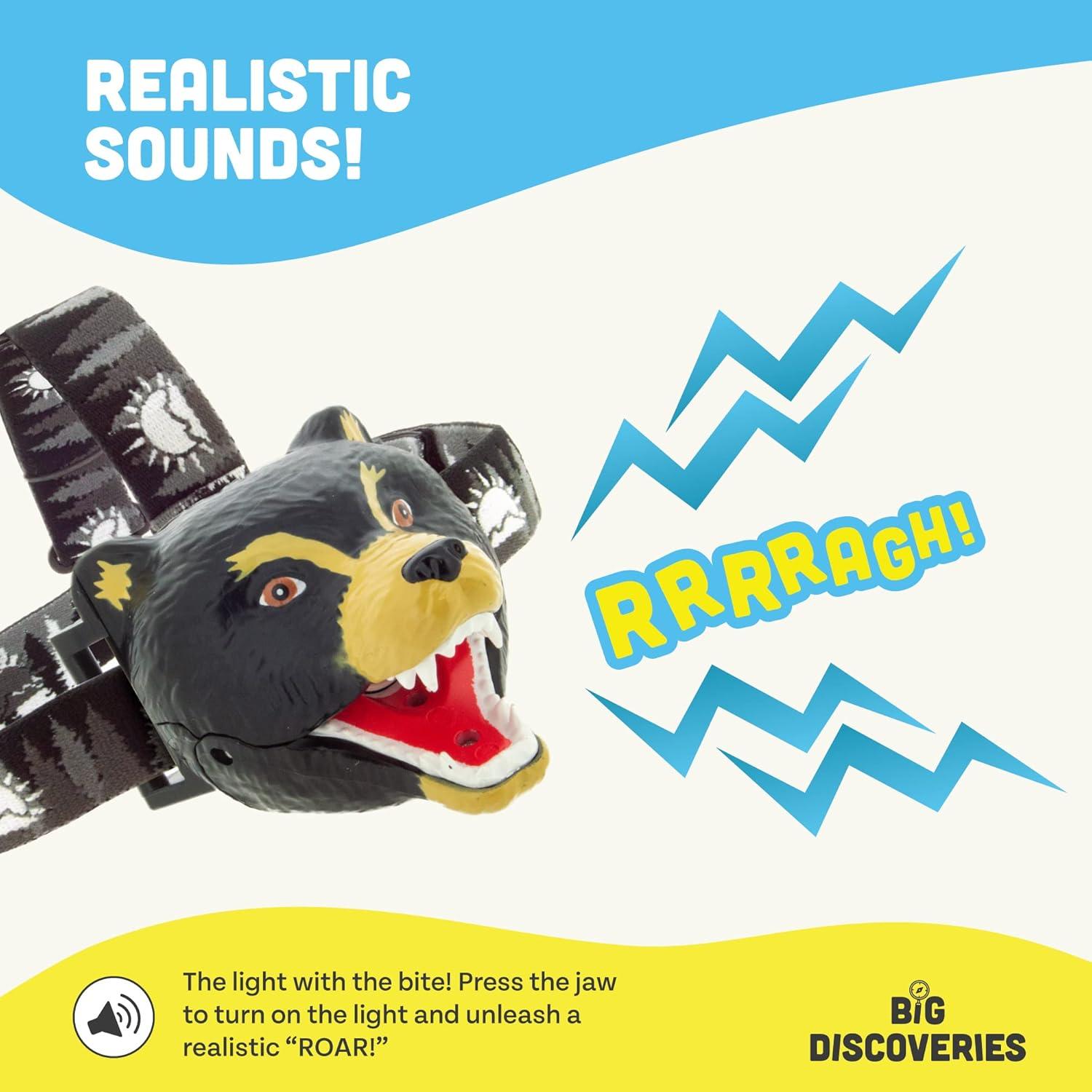 Linterna Frontal LED Oso Grizzly - Luz y Sonido para Niños