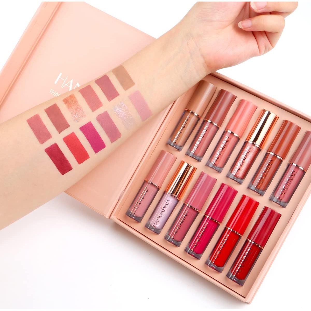 Set de 12 Labiales Líquidos Mate y Brillantes BAISEN DIARY