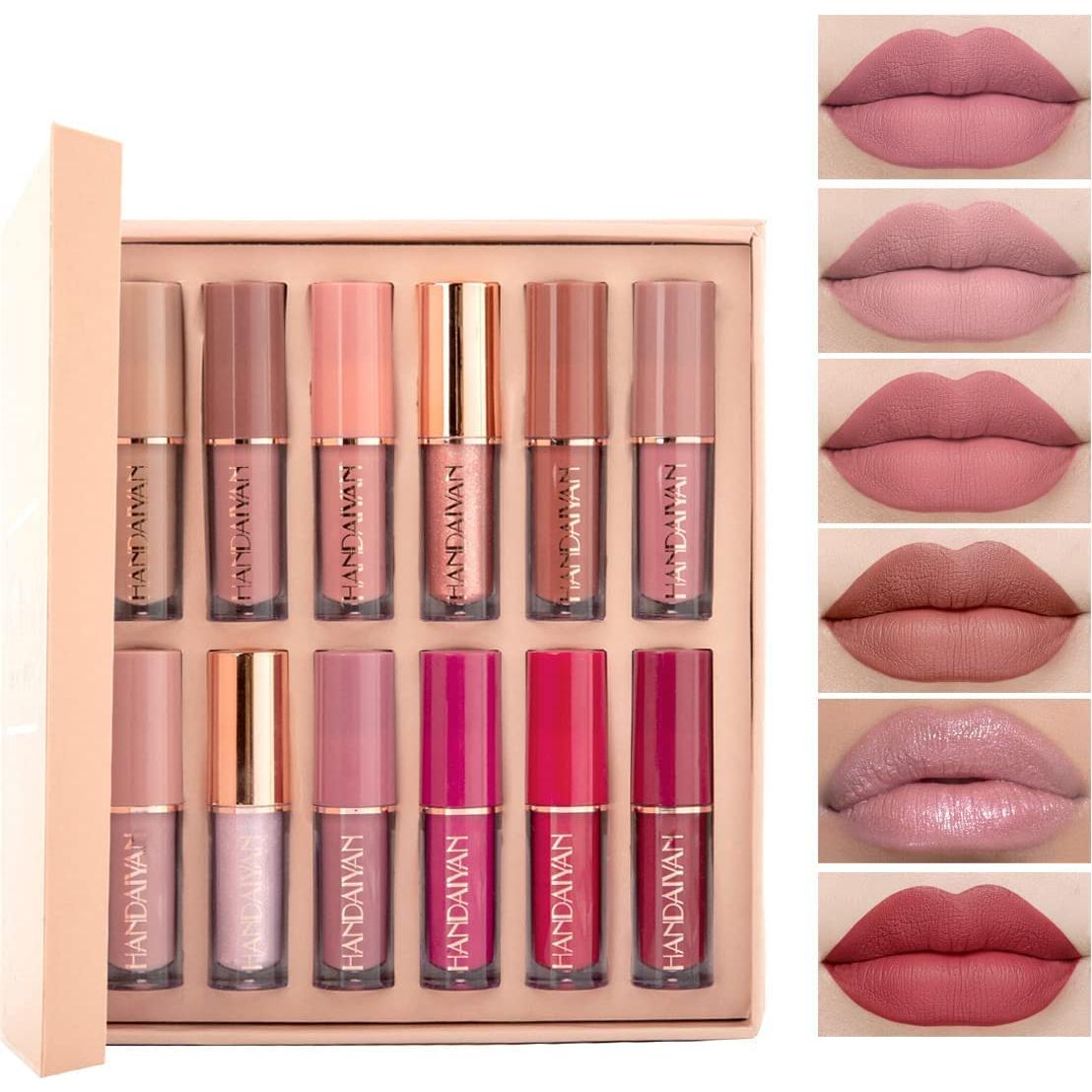 Set de 12 Labiales Líquidos Mate y Brillantes BAISEN DIARY