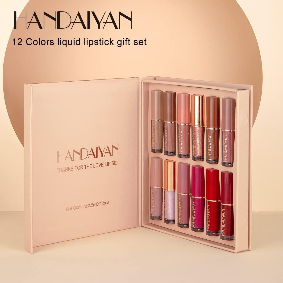 Set de 12 Labiales Líquidos Mate y Brillantes BAISEN DIARY