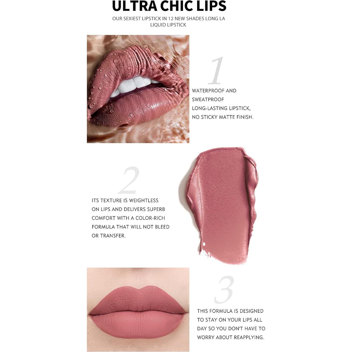 Set de 12 Labiales Líquidos Mate y Brillantes BAISEN DIARY