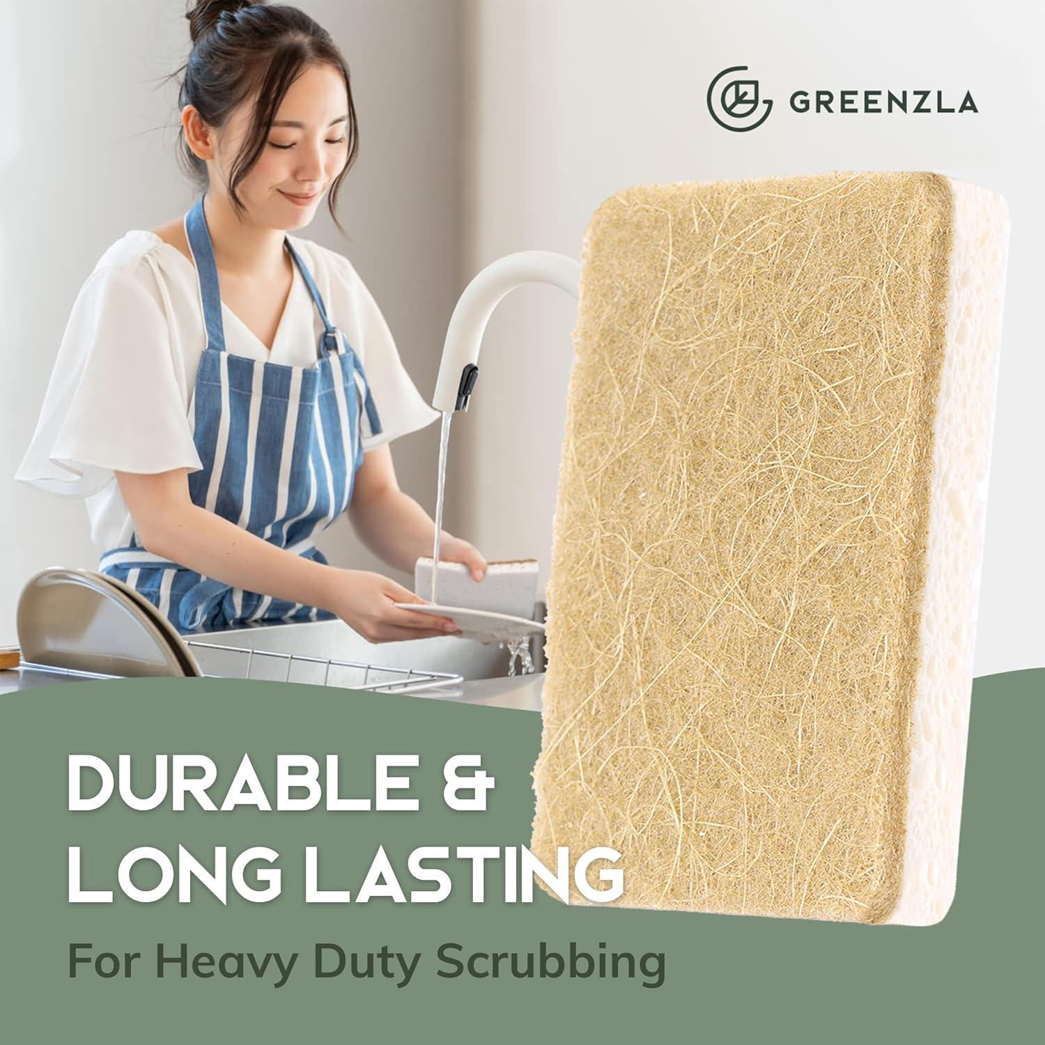 Esponjas de Cocina Naturales Greenzla - Paquete de 6 Biodegradables