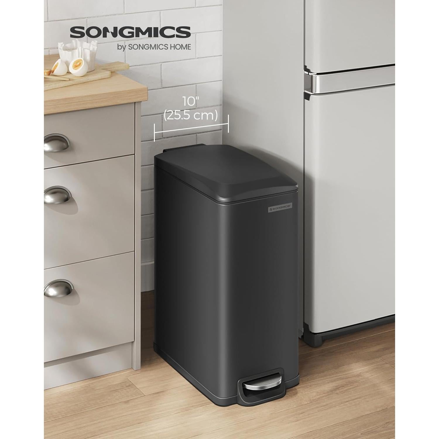 Bote de Basura Slim SONGMICS 50L Acero Inoxidable Negro